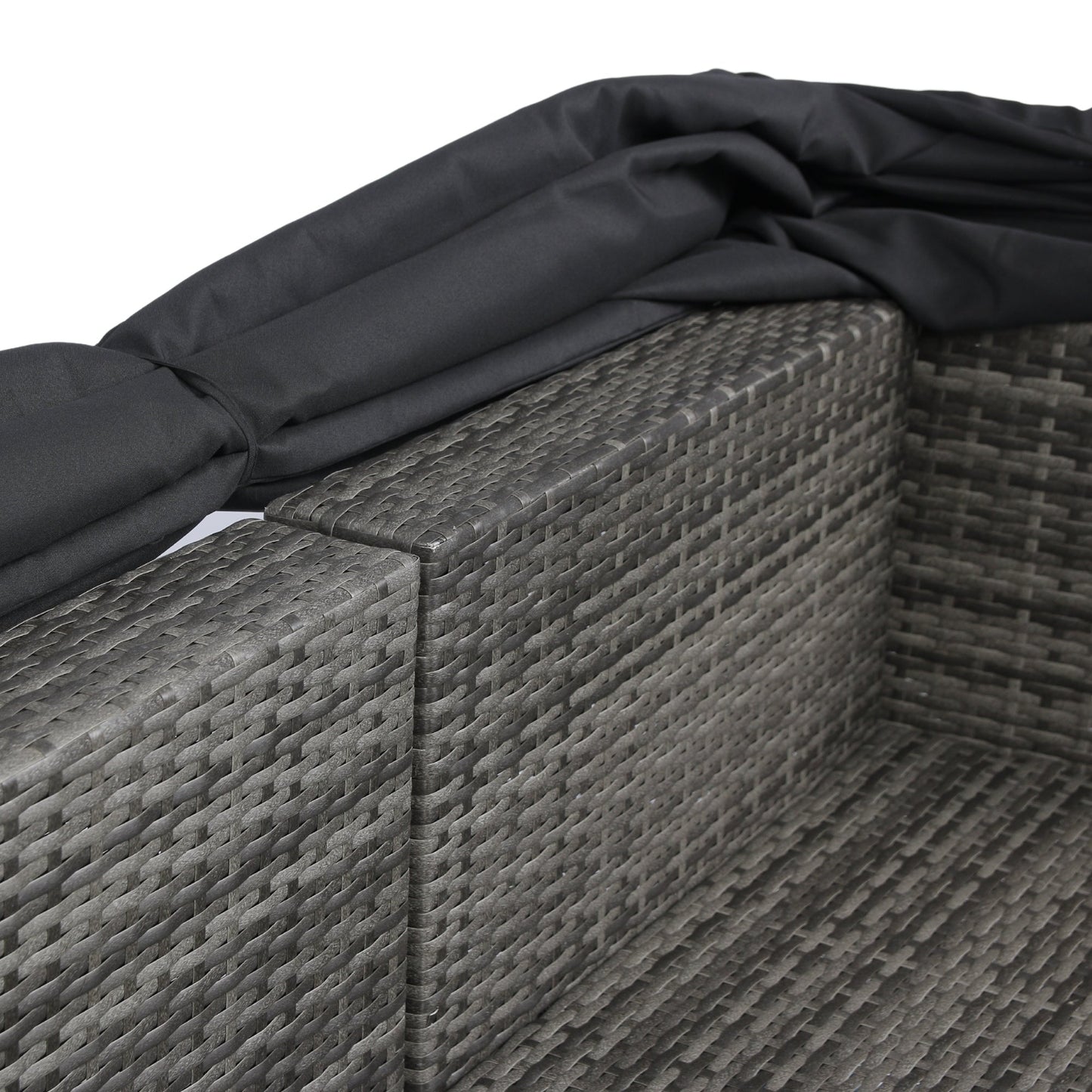 7-Piece Patio Furniture Set W/Retractable Canopy Wicker Rattan Sectional Sofa Set Patio Furniture With Washable Cushions