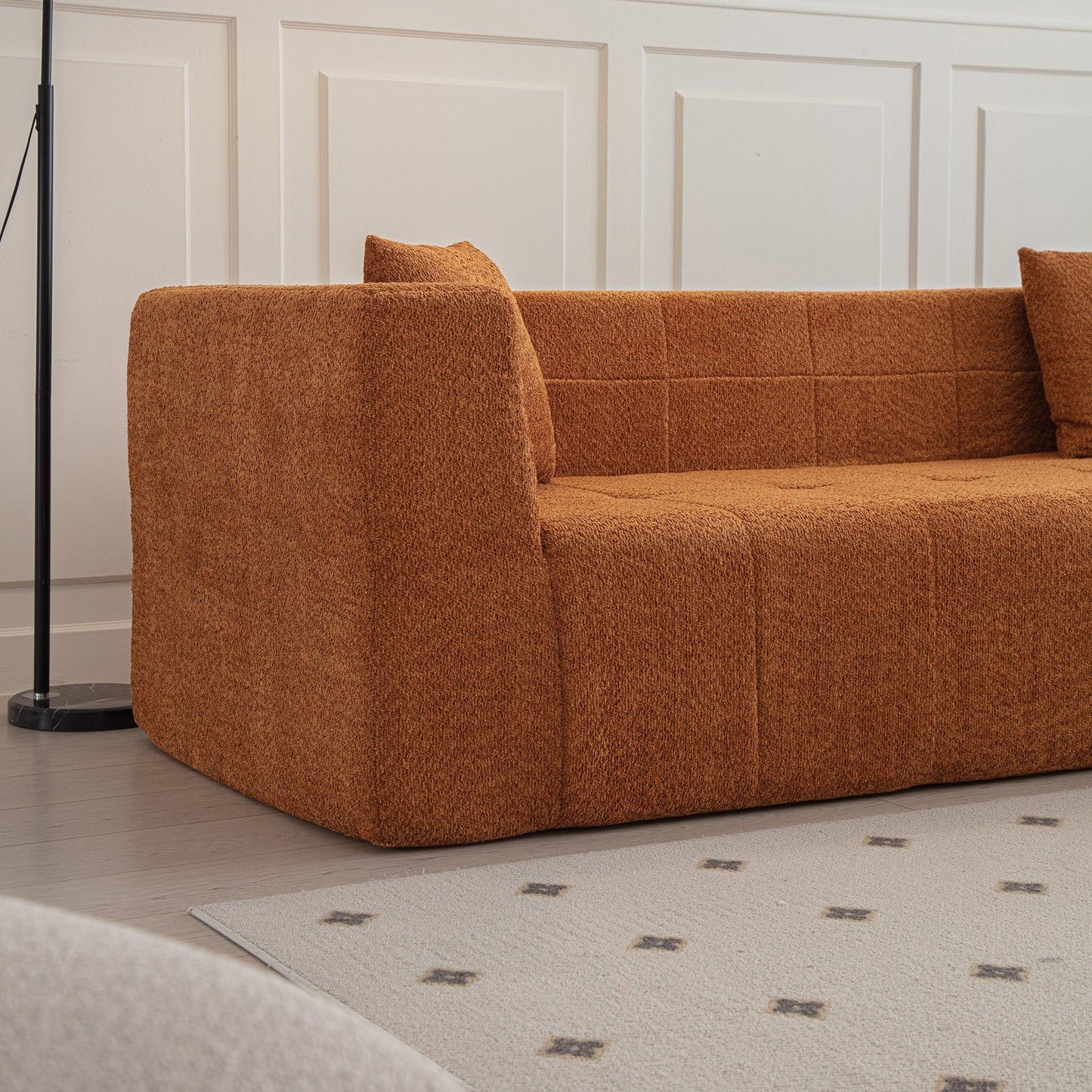 105.5" Modular L-Shaped Sectional Floor Couch, Deep Seat Tufted Comfy Sofa Set With Chaise for Living Room