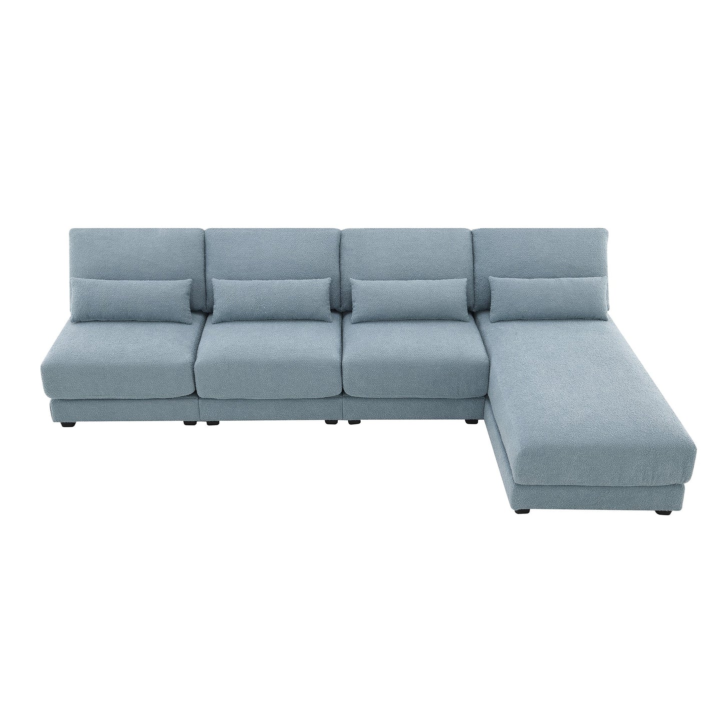120*61" Oversized Deep Seat Sectional Sofa With Reversible Chaise,Loop Yarn Fabric 5-Seat Armless Indoor Furniture