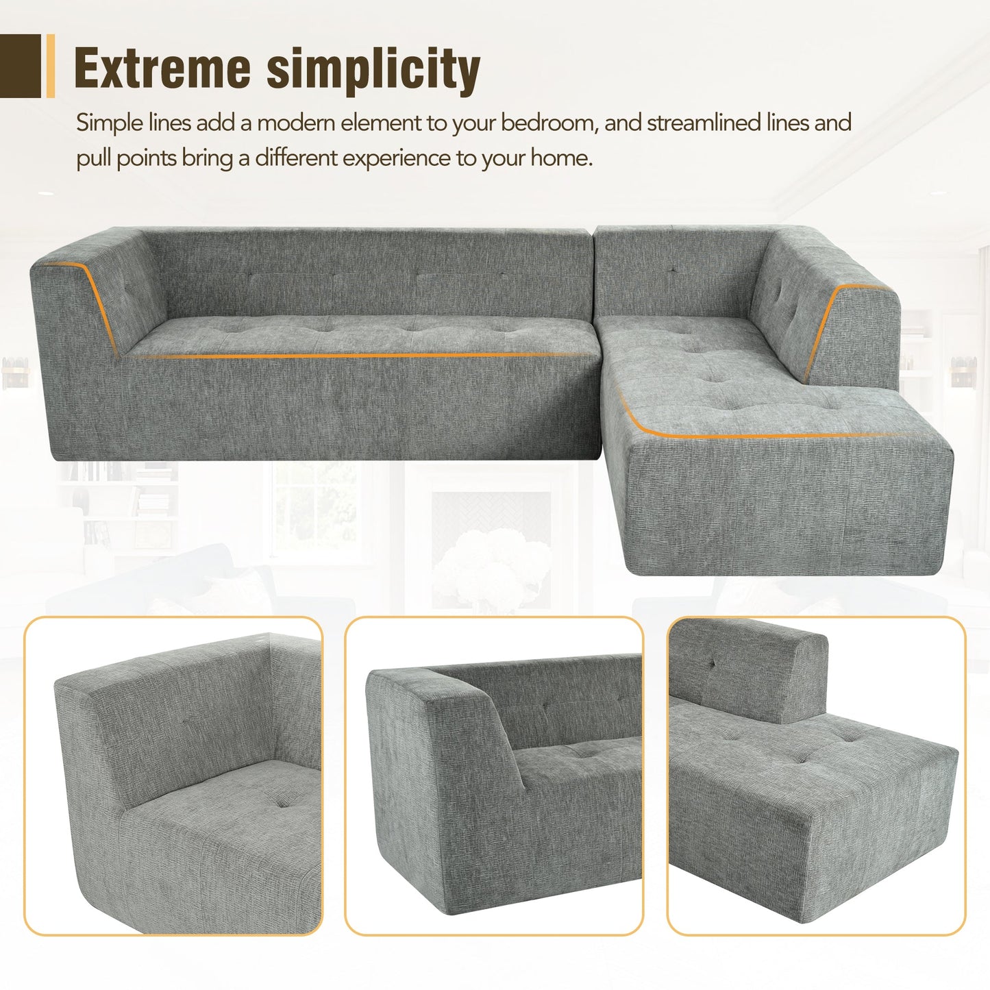 112.2*74" Modular Modular Combination Living Room Sofa Set, Modern Minimalist Sofa, Living Room Upholstered Sofa Bed