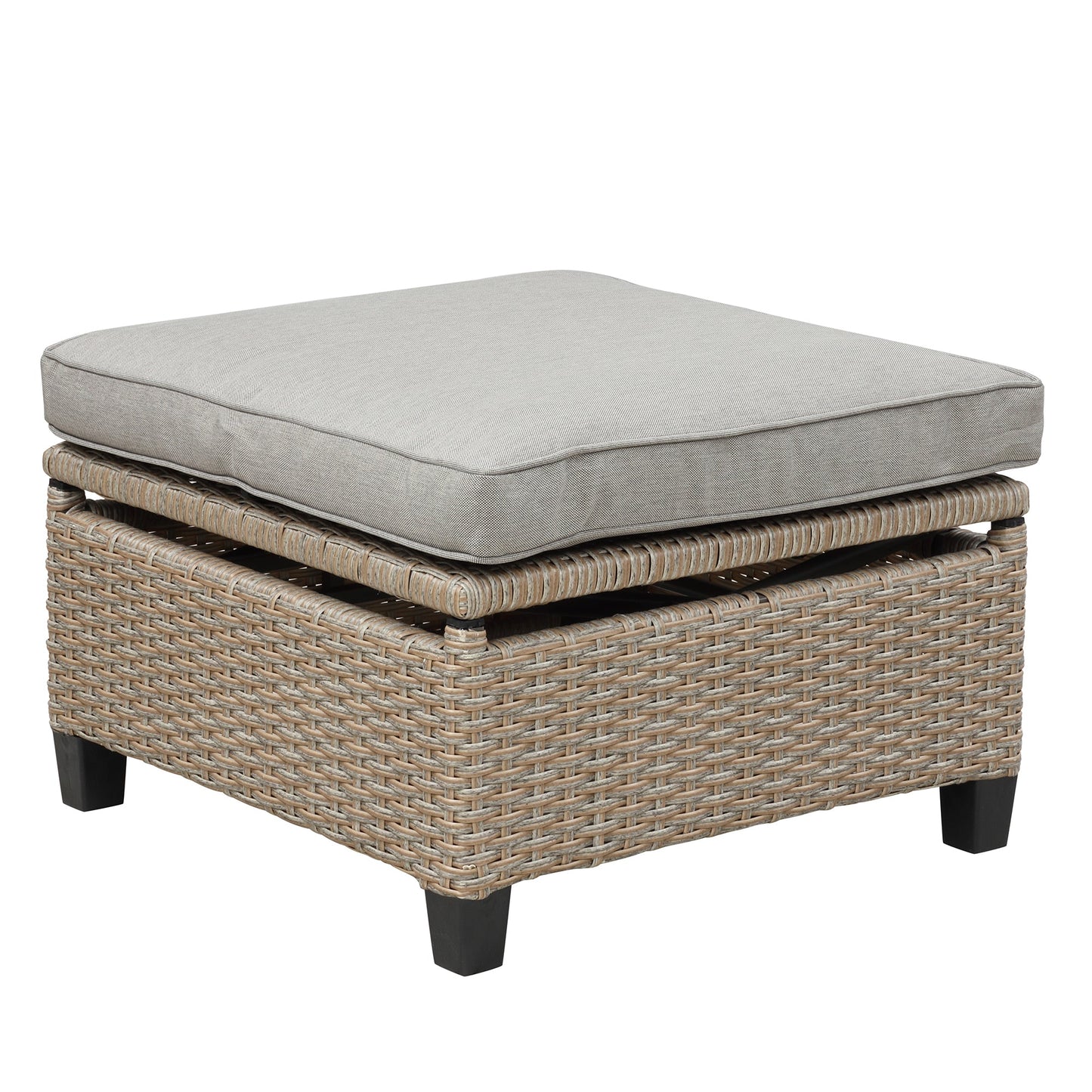 4 Piece UV-Proof Resin Wicker Patio Sofa Set With Retractable Canopy, Cushions and Lifting Table,Brown