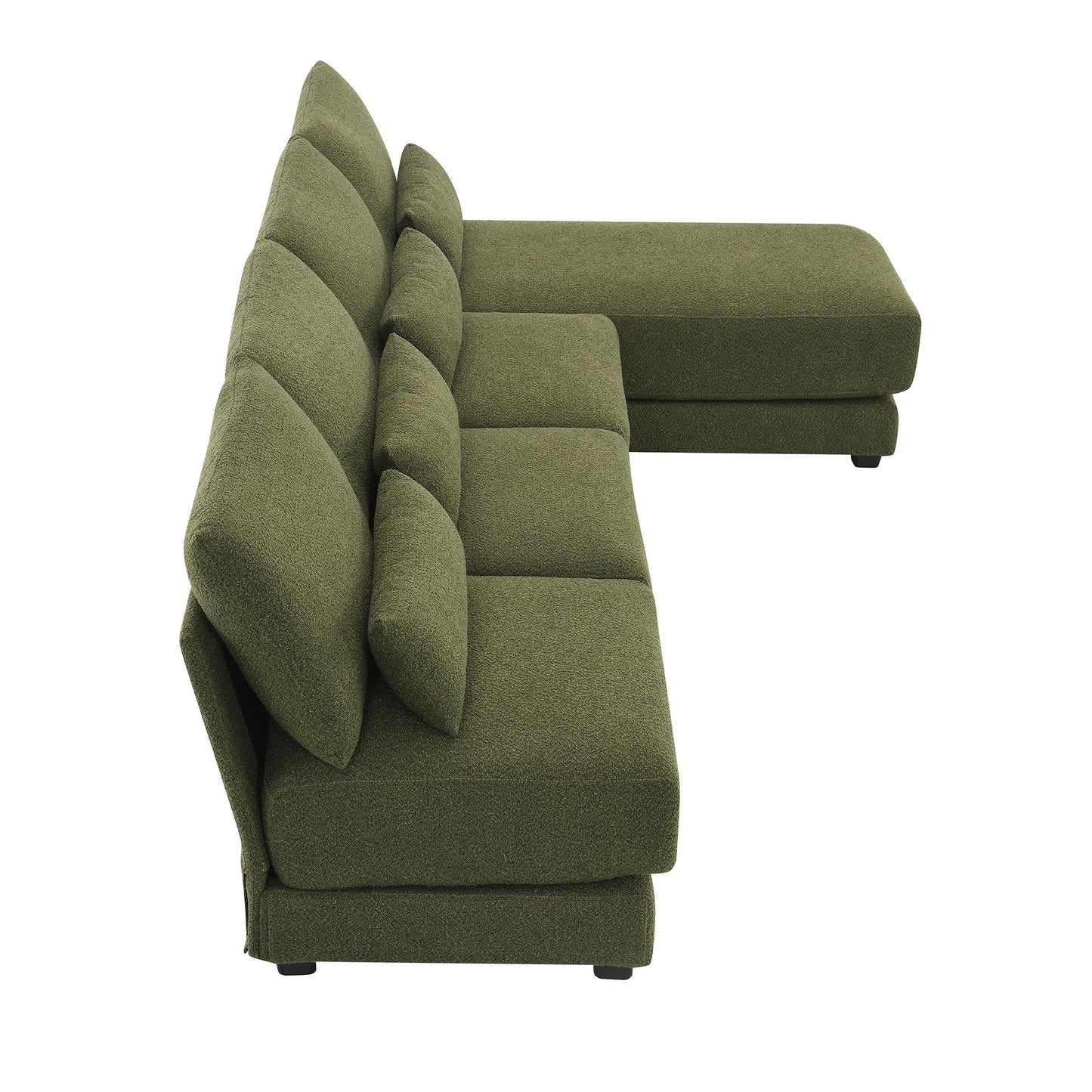 120*61" Oversized Deep Seat Sectional Sofa With Reversible Chaise,Loop Yarn Fabric 5-Seat Armless Indoor Furniture