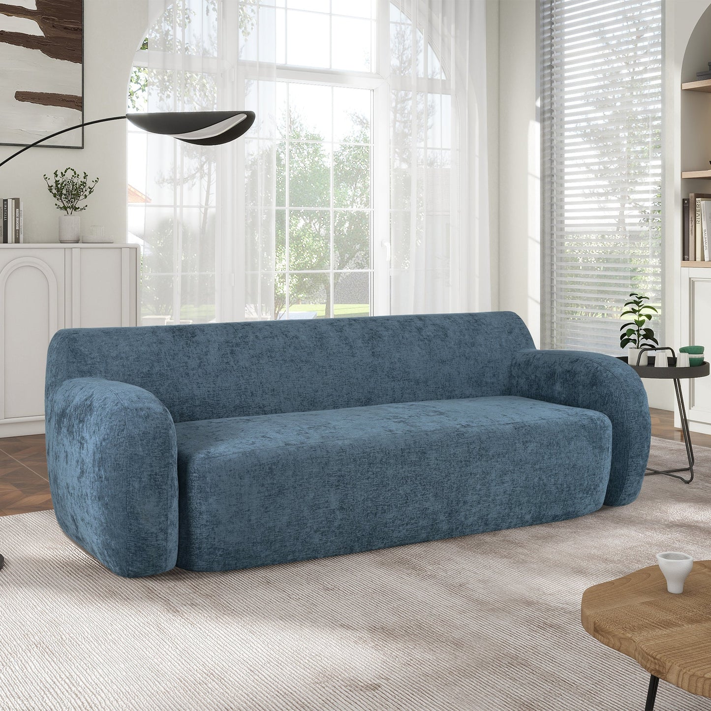 81.5" Minimalist Compression Sofa, Curved Design, 3-Seater Casual Sofa for Living Rooms, Bedrooms, and Apartments