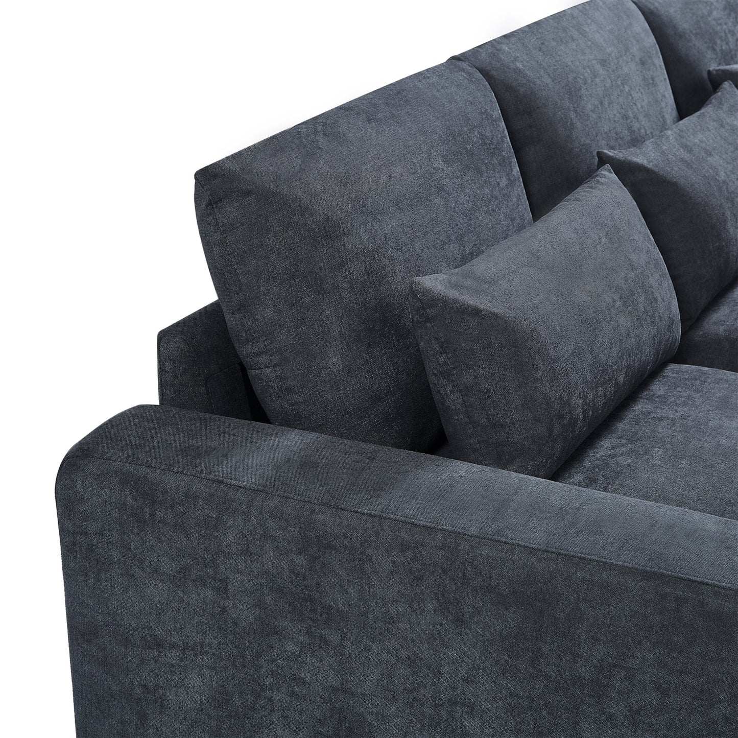 Modern Large L-Shape Feather Filled Sectional Sofa, Convertible Sofa Couch