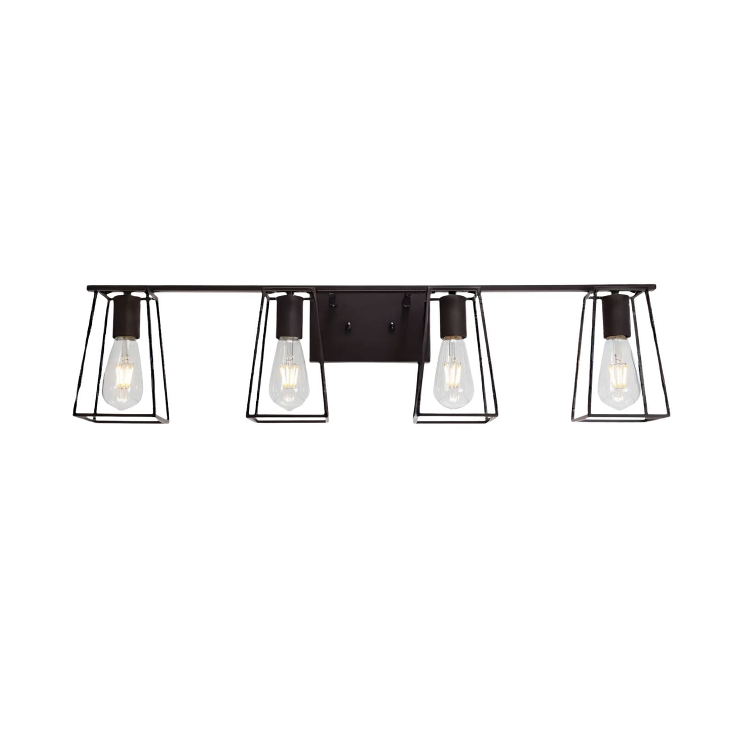 4-Light Oil Rubbed Bronze Vanity Lights for Bathroom, Industrial Vintage Wall Sconce Lighting With Open Metal Cage