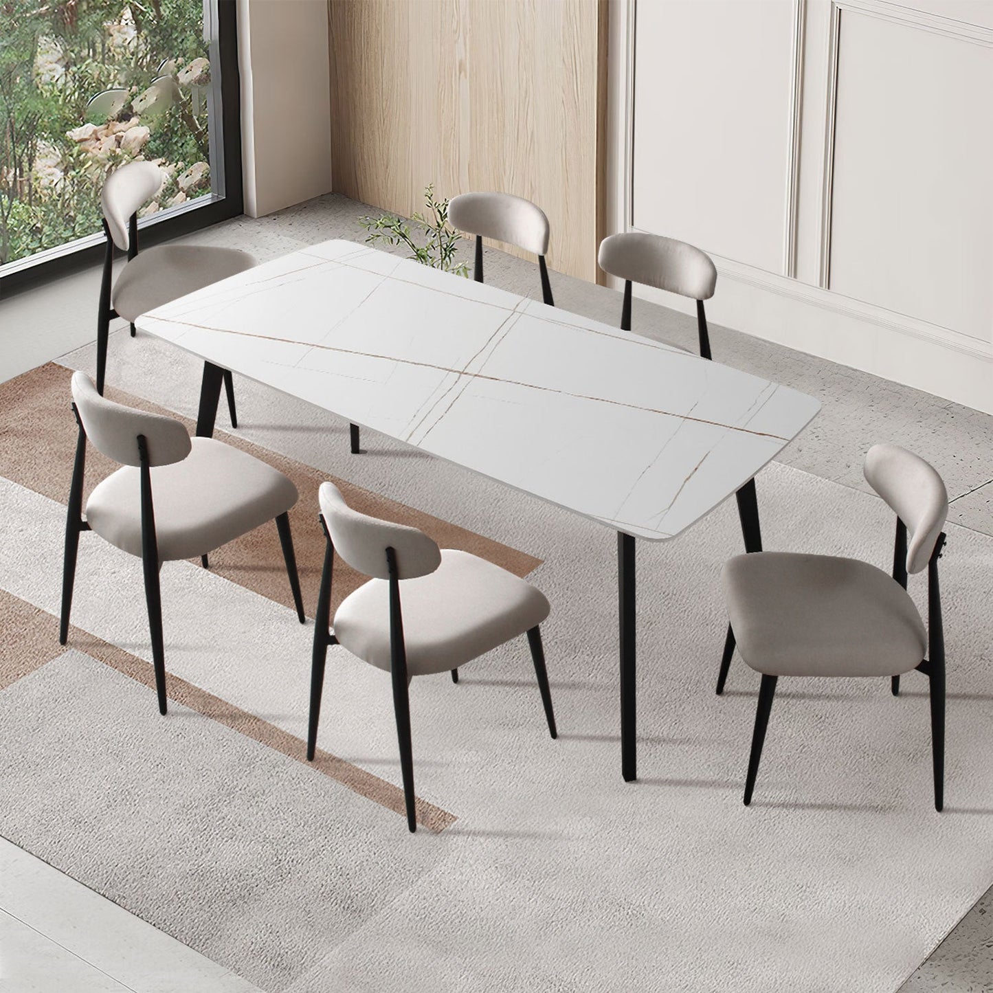 Dining Chairs Set of 4, Upholstered Chairs With Metal Legs for Kitchen Dining Room Light Grey