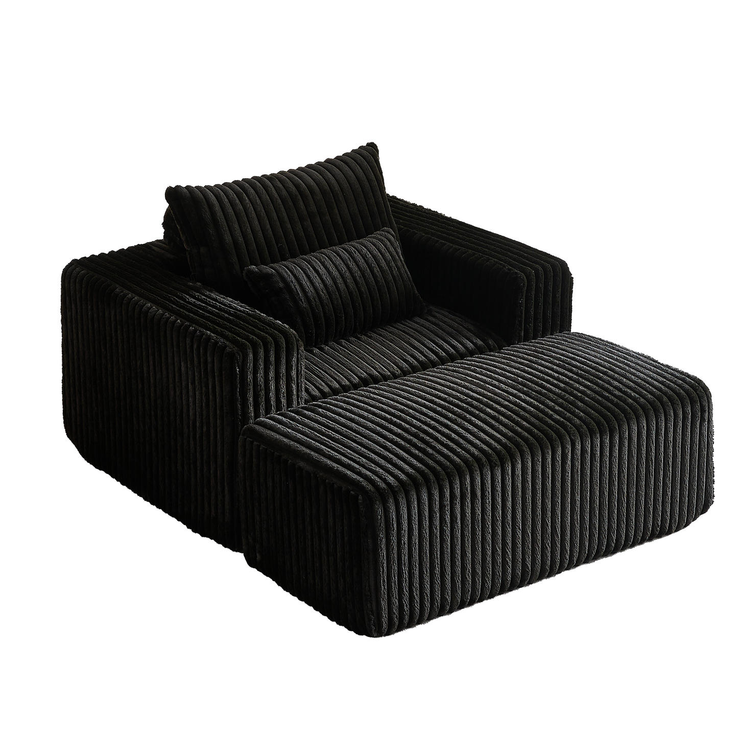 62.5-Inch Corduroy Sponge Sofa Lounge Chair With Removable Footrest,No Assembly Required,Fluffy Modern Sleeper Chair