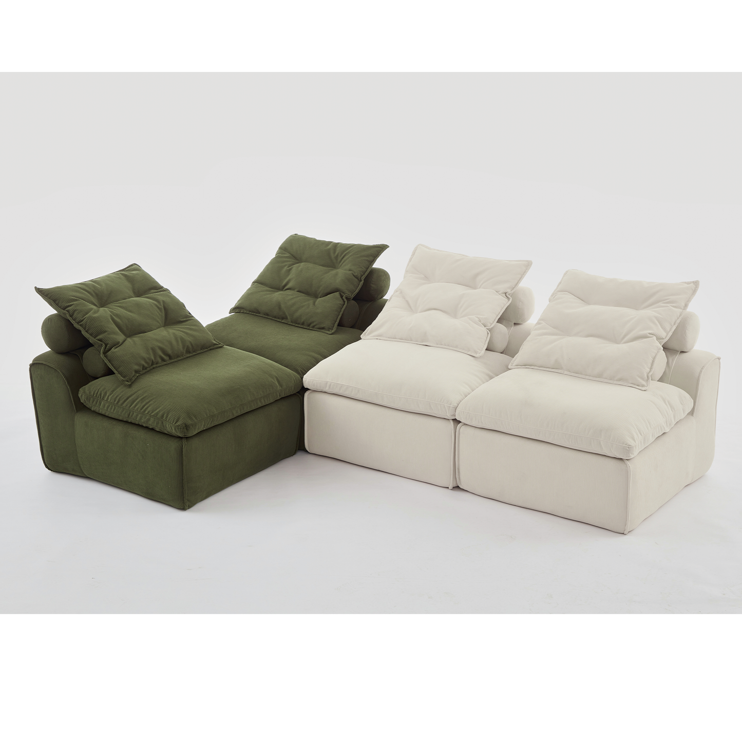 Modular Sofa,No Armrests,At Will DIY,Corduroy ,Neck Pillow-Back Lounge Sofa Chair,Reading Nook, or Apartment Living