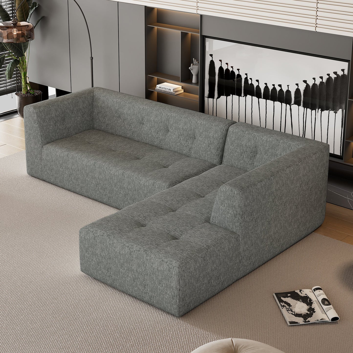 112.2*74" Modular Modular Combination Living Room Sofa Set, Modern Minimalist Sofa, Living Room Upholstered Sofa Bed