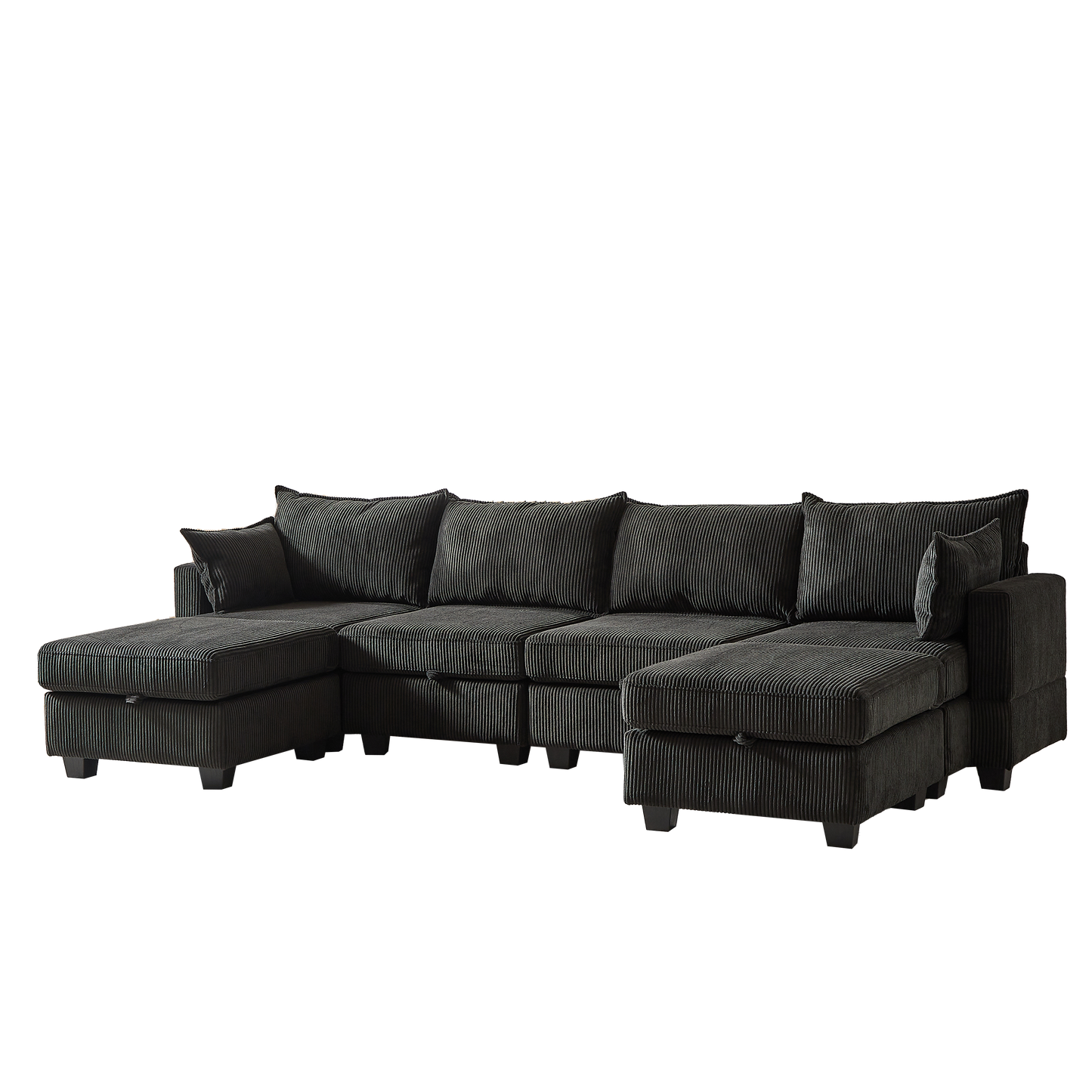 113.5'' Modular Sectiona Corduroy Sofa, Sectional Couches for Living Room U Shaped Sectional Couch With Storage Ottoman