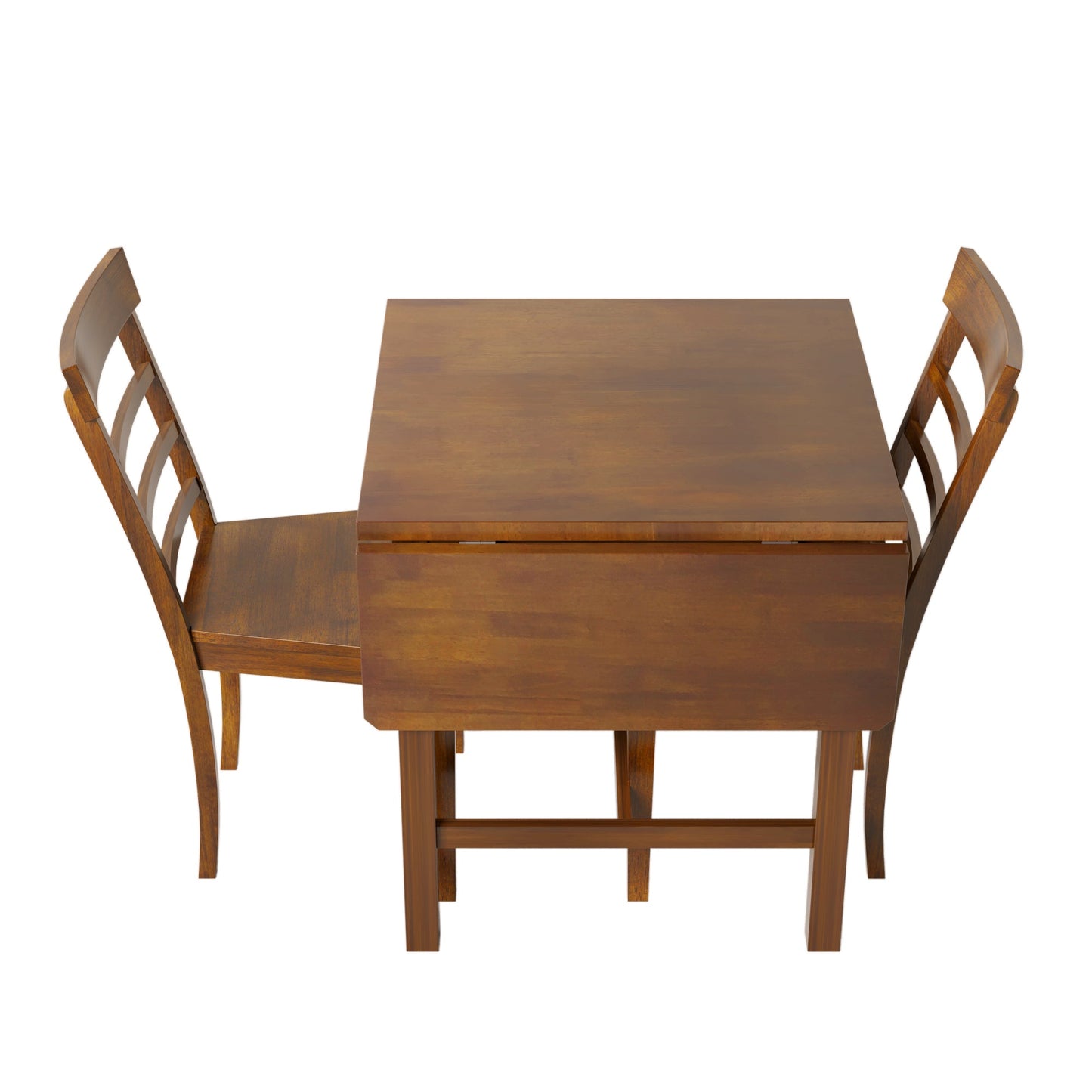 5-Piece Wood Square Drop Leaf Breakfast Nook Extendable Dining Table Set With 4 Ladder Back Chairs for Small Places