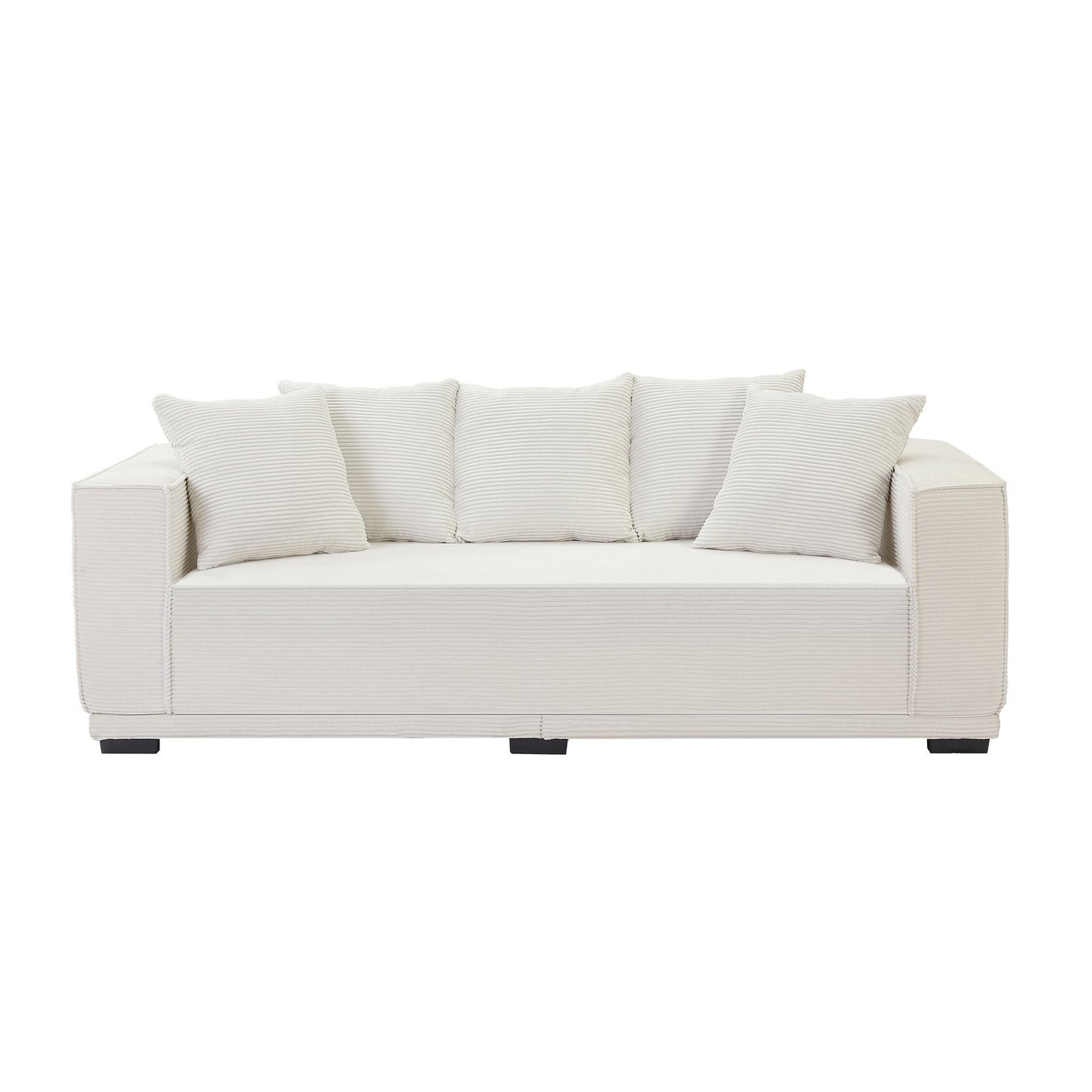 88.97'' Mid Century Modern Upholstered Sofa With 5 Matching Toss Pillows, Including Bottom Frame,Comfy Couches