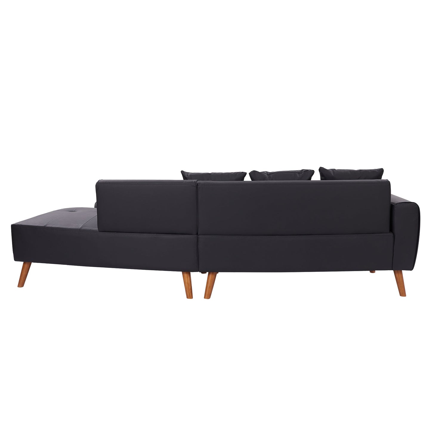 107" Contemporary Sofa Stylish Sofa Couch With a Round Storage Ottoman and Three Removable Pillows for Living Room, Black