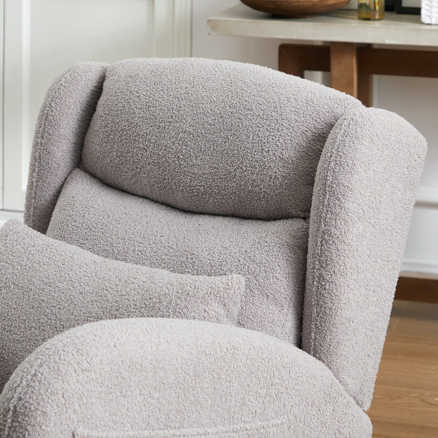 Modern Accent High Backrest Living Room Lounge Arm Rocking Chair, Two Side Pocket
