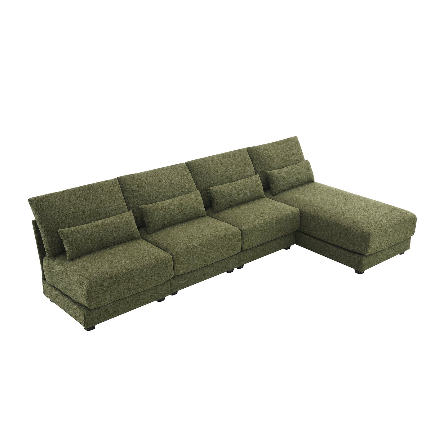 120*61" Oversized Deep Seat Sectional Sofa With Reversible Chaise,Loop Yarn Fabric 5-Seat Armless Indoor Furniture