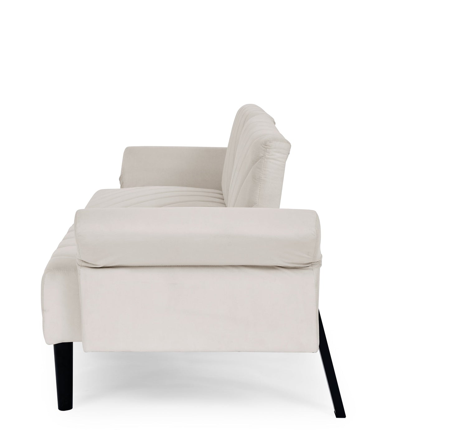 Velvet Futon Couch Convertible Folding Sofa Bed Tufted Couch With Adjustable Armrests for Apartment