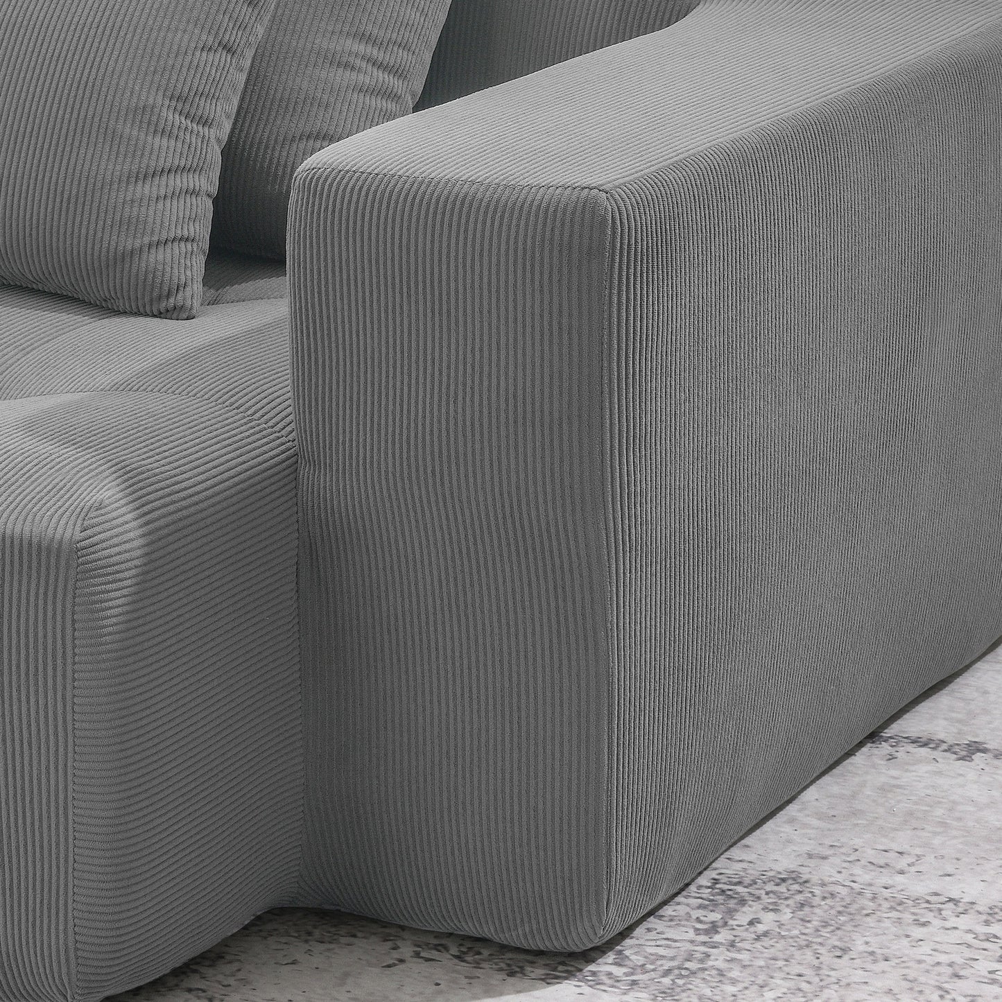 105.5''L Shaped Modular Sectional Sofa,Minimalist Corduroy Floor Couch Set,Convertible Foam-Filled Cloud Compressed Couch