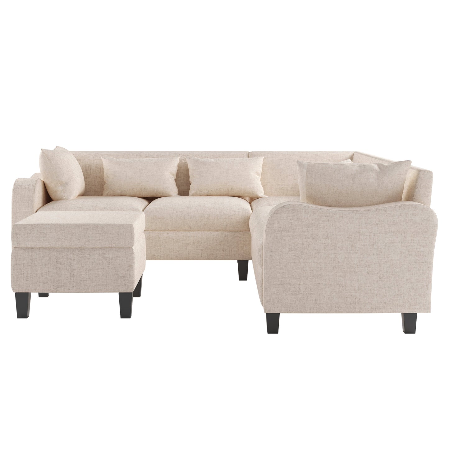 87" Modern Sectional Sofa With Coffee Table,6-Seat Couch Set With Storage Ottoman,Various Combinations,L-Shape Indoor