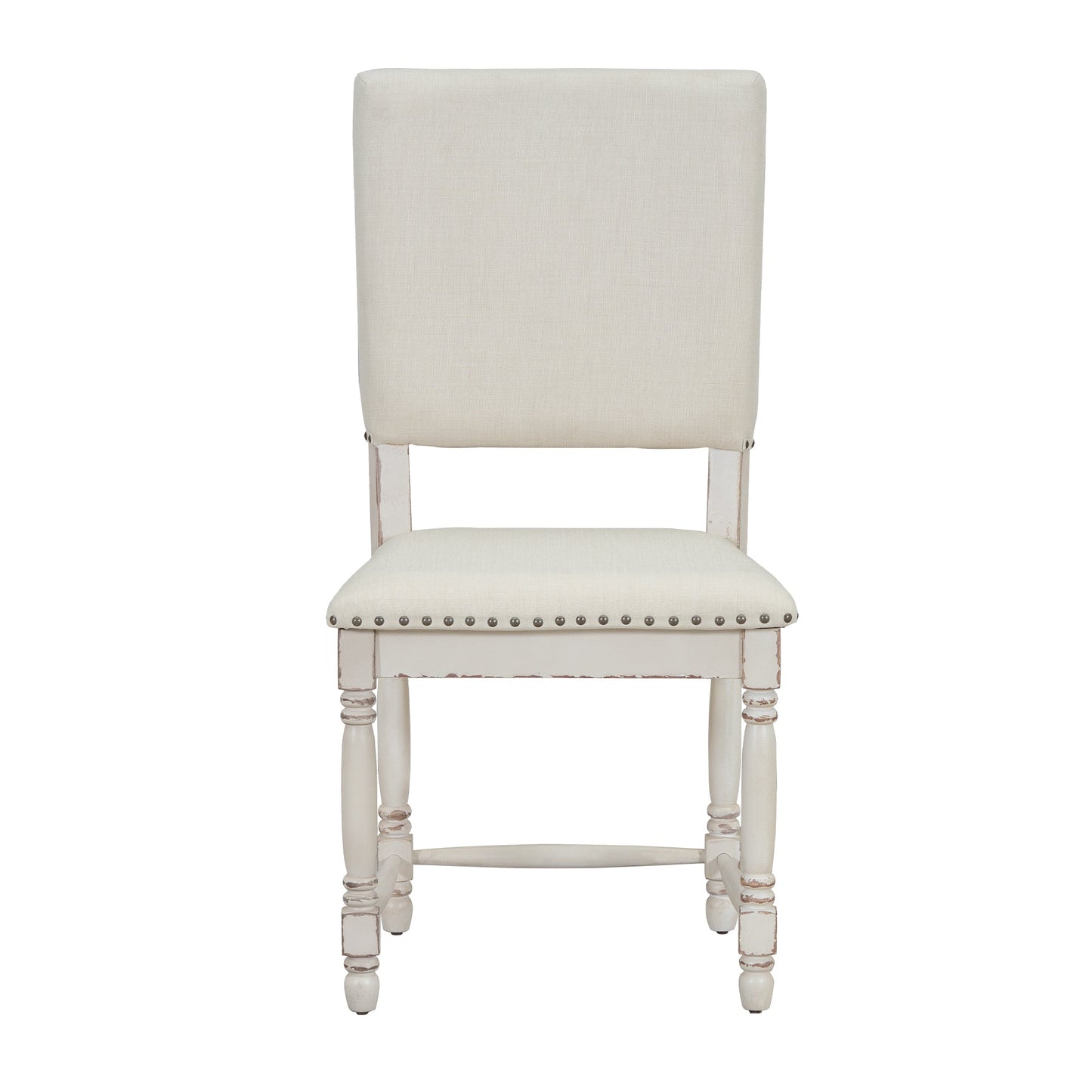 Vintage Traditional 2-Piece Upholstered Dining Chairs With Padded Backs, Cream
