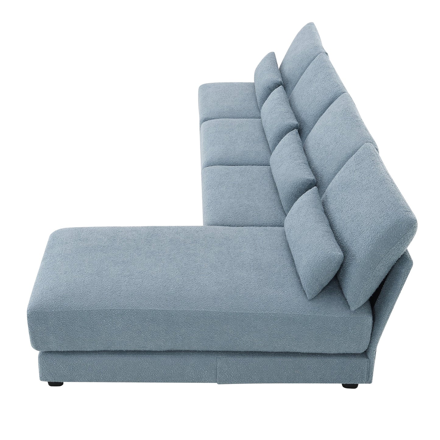 120*61" Oversized Deep Seat Sectional Sofa With Reversible Chaise,Loop Yarn Fabric 5-Seat Armless Indoor Furniture