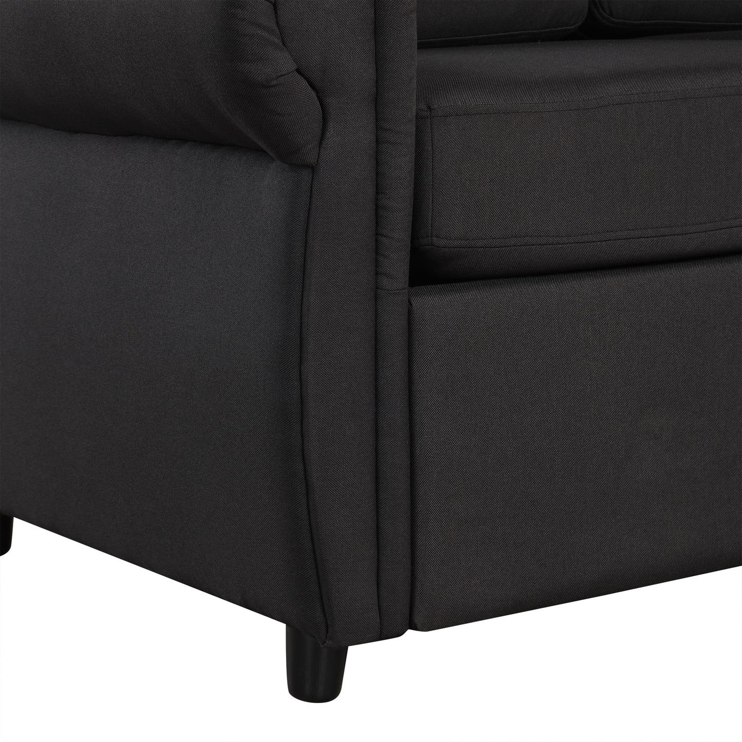 57.9" Pull Out Sofa Bed Loveseat Sleeper With Twin Size Memory Mattress With Two USB Ports for Living Room Spaces, Black