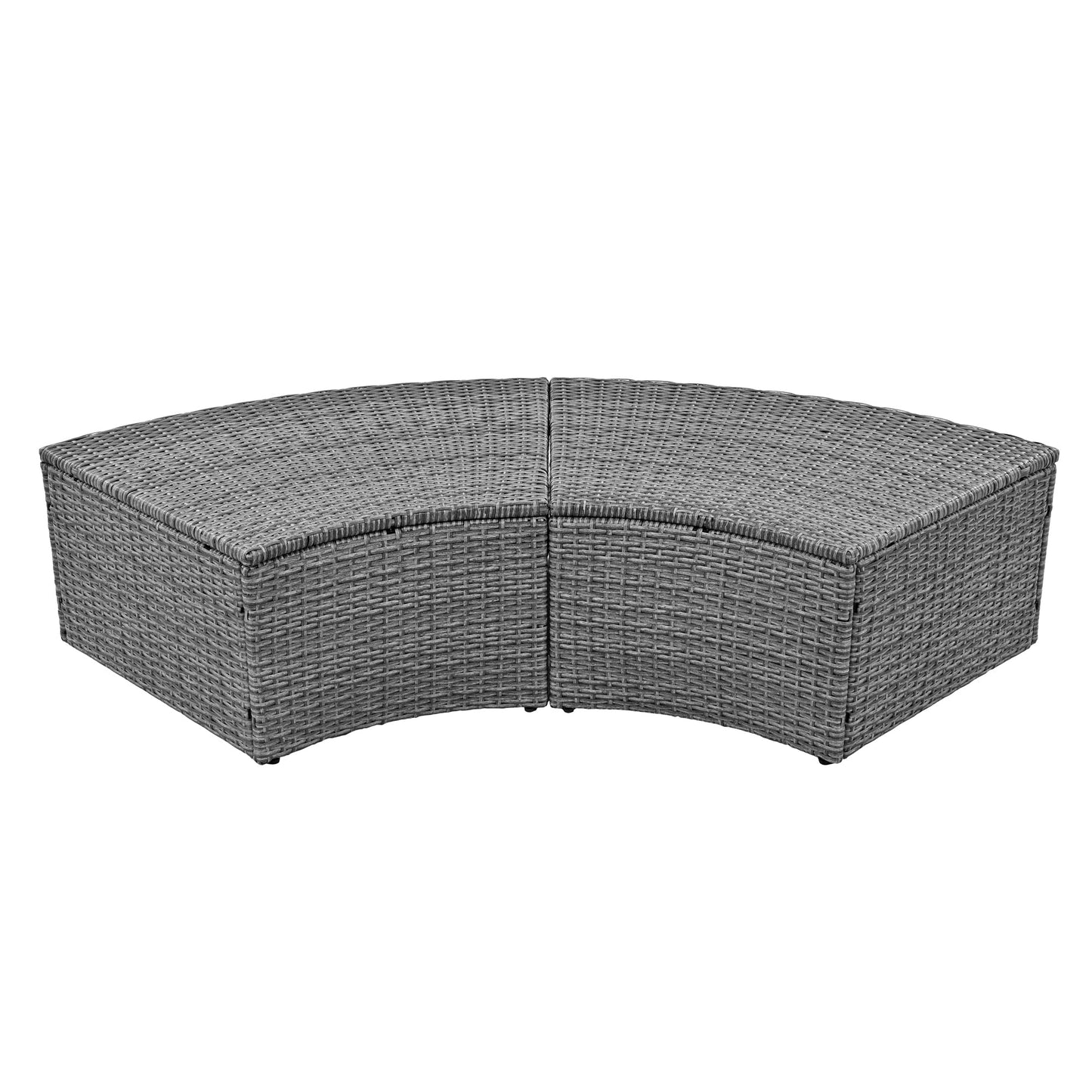 Patio 5-Piece Round Rattan Sectional Sofa Set All-Weather