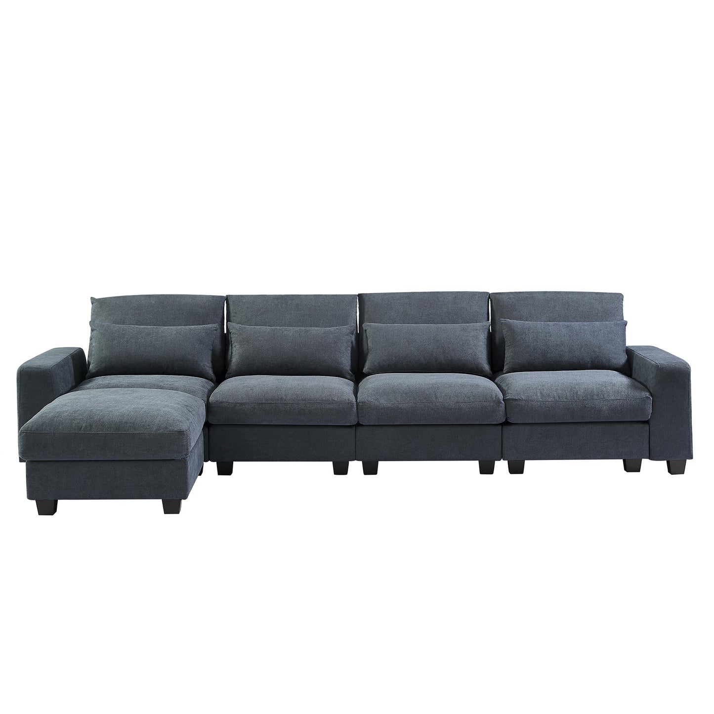 Modern Large L-Shape Feather Filled Sectional Sofa, Convertible Sofa Couch