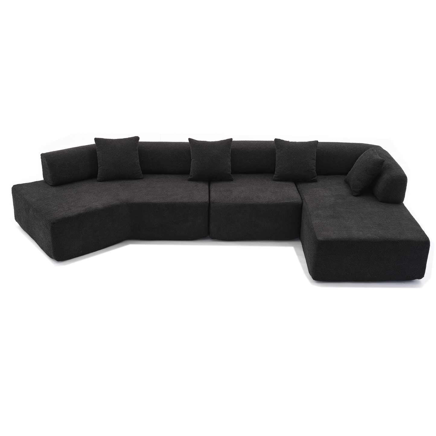 Modern Minimalist 140" L-Shape Couch ,No Assembly Required,Boucle,Modular Sofa ,Couch With Chaise,Free Combination Foam