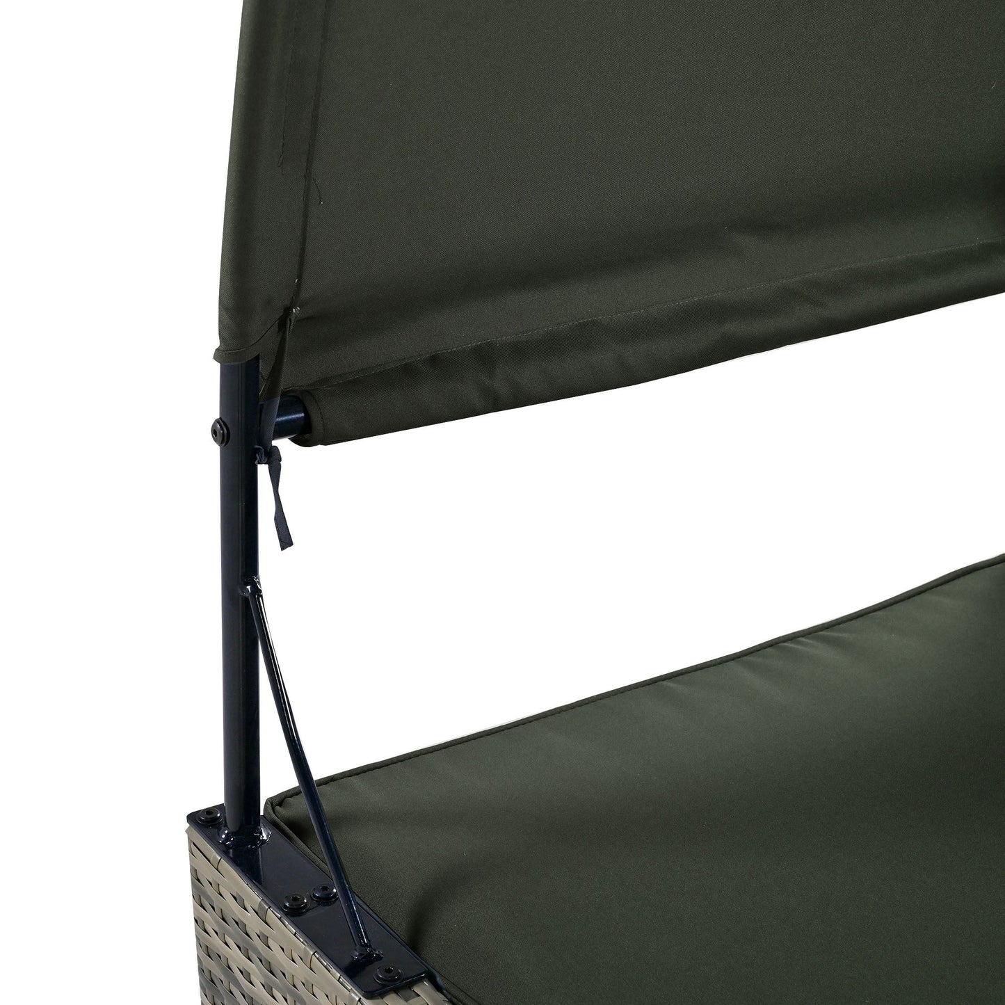 Patio Daybed Outdoor Daybed Outdoor Rattan Sun Lounger With Shelter Roof With Adjustable Backrest, Storage Box