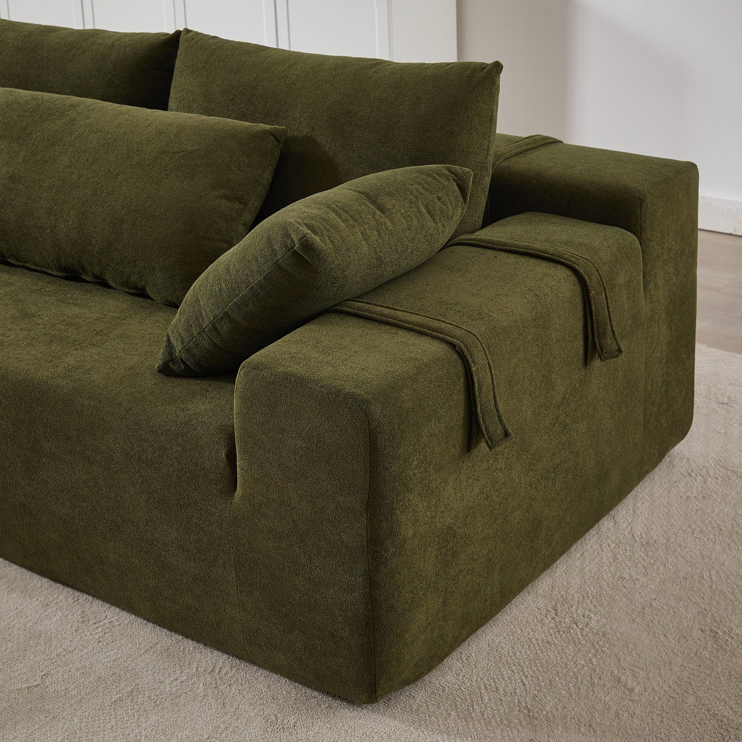 Modern Chenille Upholstered Sectional Sofa Couch Set,Modular 108" L Shaped Sectional Living Room Sofa Set With 6 Pillows