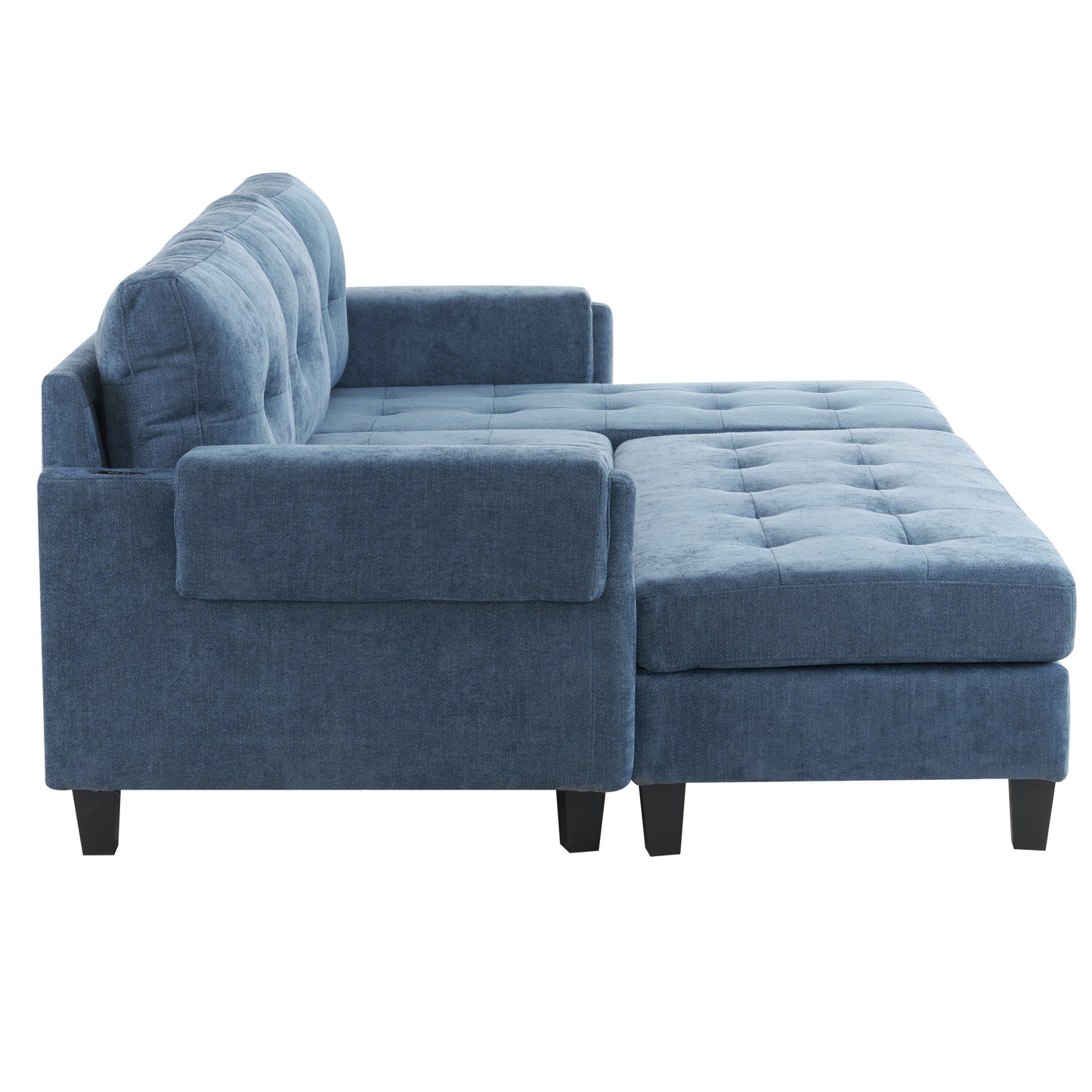 83.4" L-Shaped Sofa Sectional Couch Sofa Bed With Two USB Ports, a Movable Ottoman and a Reversible Chaise Lounge