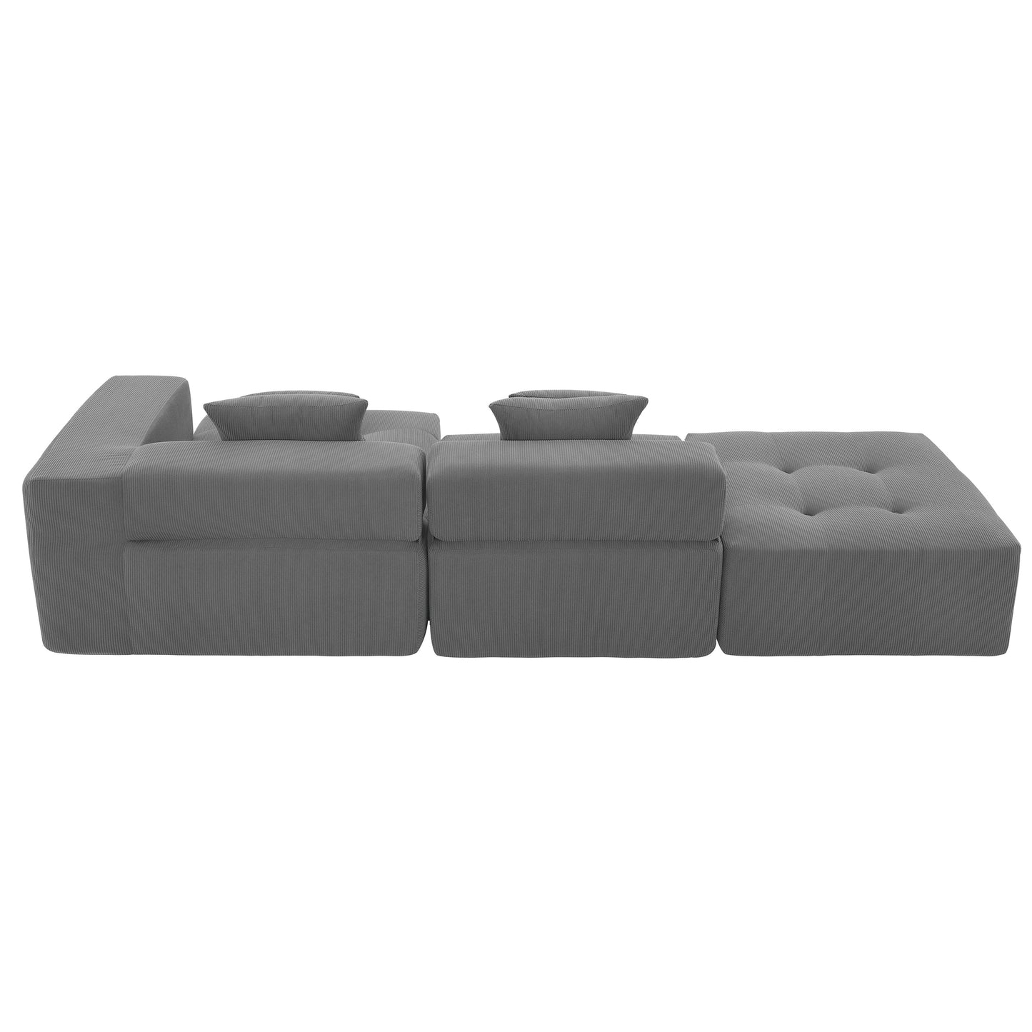 105.5''L Shaped Modular Sectional Sofa,Minimalist Corduroy Floor Couch Set,Convertible Foam-Filled Cloud Compressed Couch