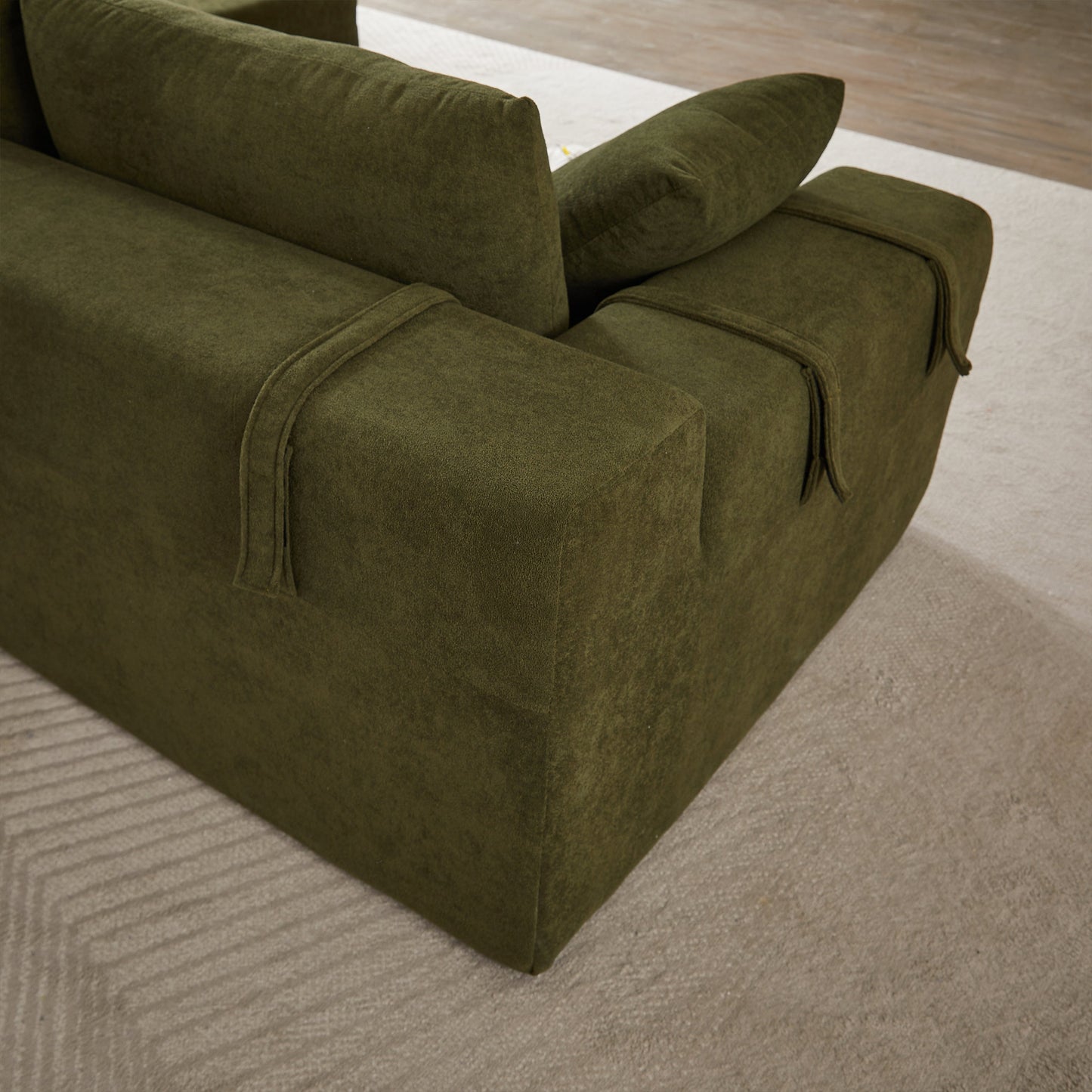 Modern Chenille Upholstered Sectional Sofa Couch Set,Modular 108" L Shaped Sectional Living Room Sofa Set With 6 Pillows