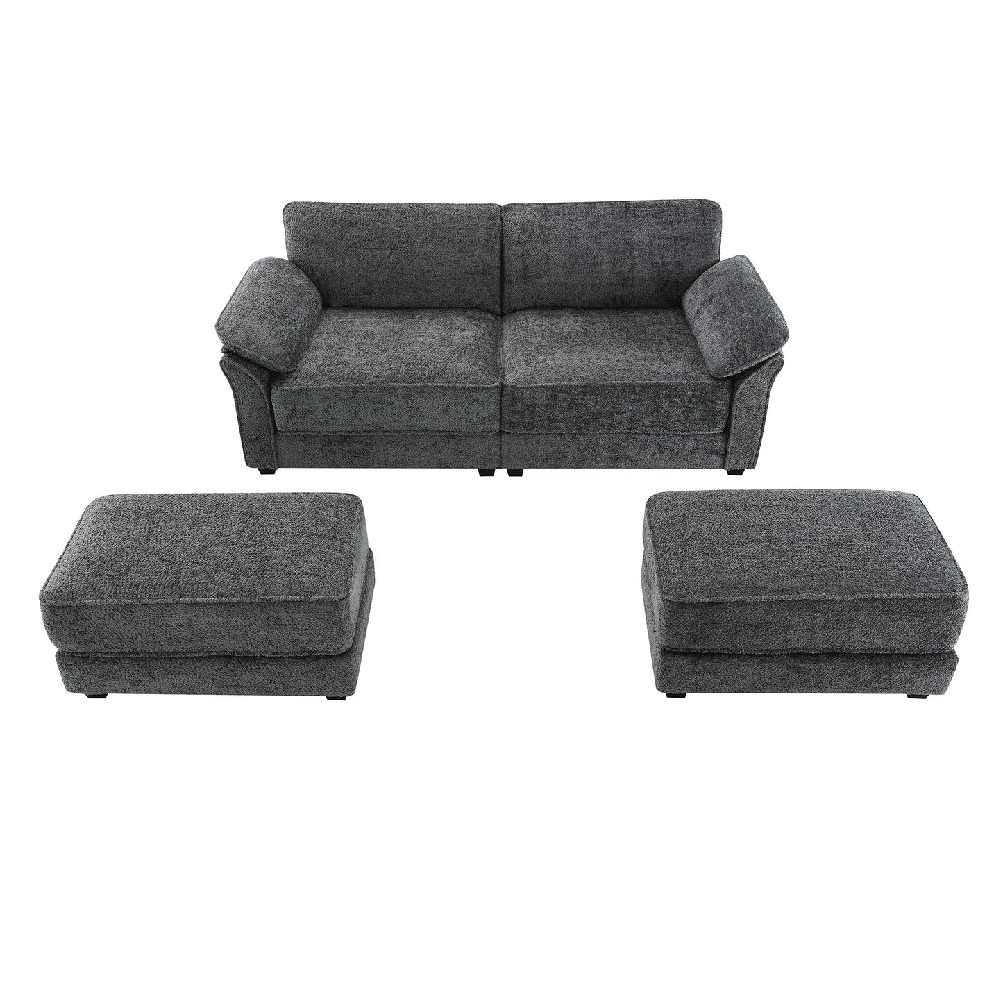 Free Combination Modular Convertible Sectional Sofa Bed Set, 4 Seat Upholstered Sleeper Corner Couch, Deep-Seat Loveseat