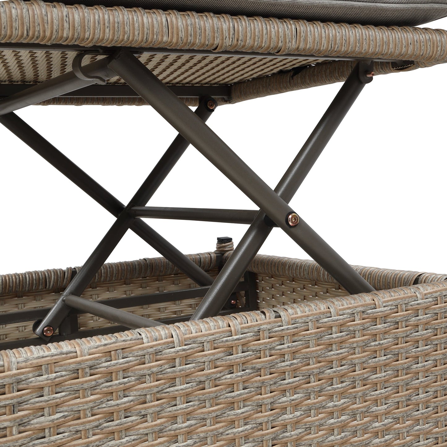 4 Piece UV-Proof Resin Wicker Patio Sofa Set With Retractable Canopy, Cushions and Lifting Table,Brown