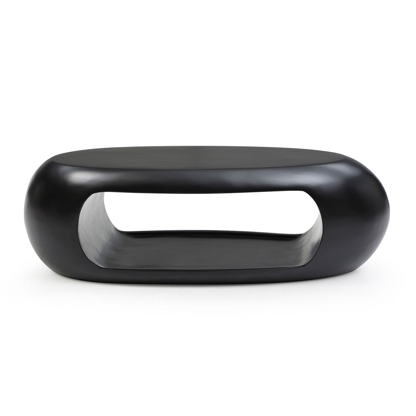 53.93'' Modern Oval Coffee Table, Sturdy Fiberglass Center Cocktail Table Tea Table for Living Room, BLACK, No Need Assemble
