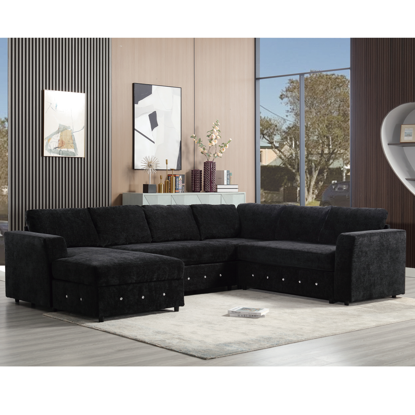 110.75" Sectional Sofa,Oversized Modular Sofa,Chaise Storage, Modern U Shaped Couch , Upholstered Sofas,Chenille