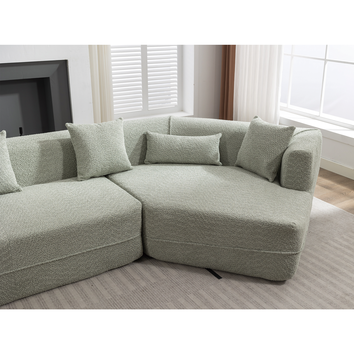 Modular Sofa , Modern Minimalist Style Sofa, Upholstered , Free Combination, Round Fiber Fabric, Anti-Wrinkle Fabric