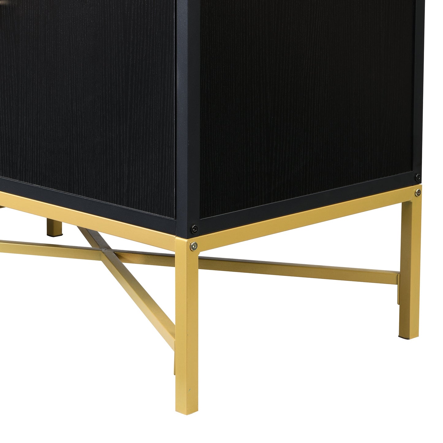 Distinctive Features of Four-Door Sideboard With Metal and Cross-Leg Design,Suitable for Living Rooms,Entrance and Study