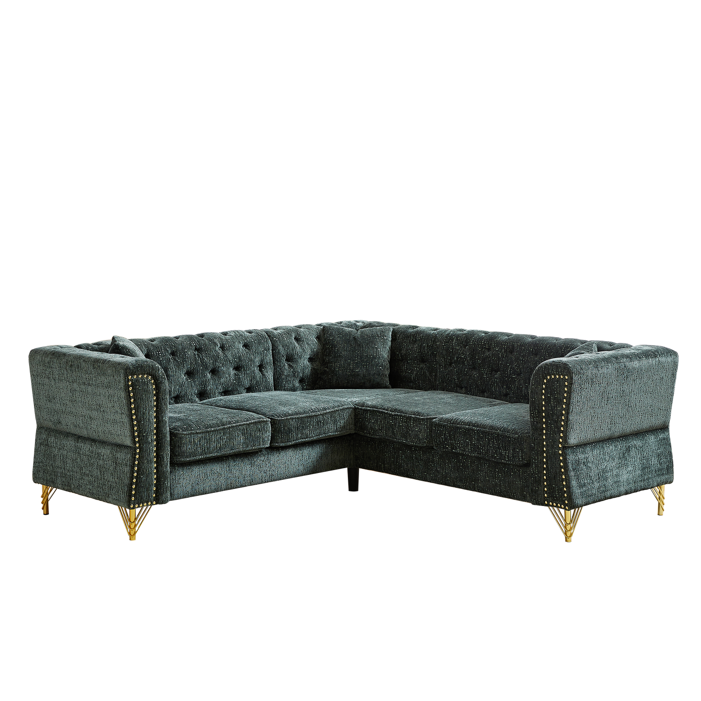 81.5-Inch Chenille Corner Sofa , L-Shaped Sectional Couch, 5-Seater Corner Sofas With 3 Cushions for Living Room, Bedroom