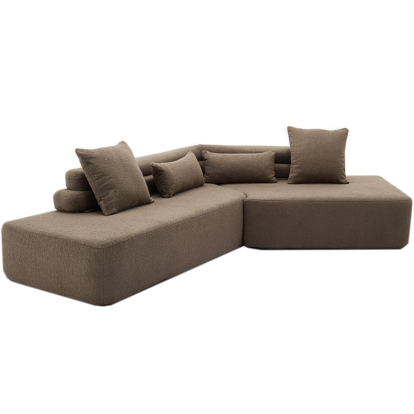 128"Minimalist Cloud Sectional Couch ,Modern Couches ,4-Seater ,No Assembly,Two Modular Sofa,Boucle Teddy Fabric, Upholstered