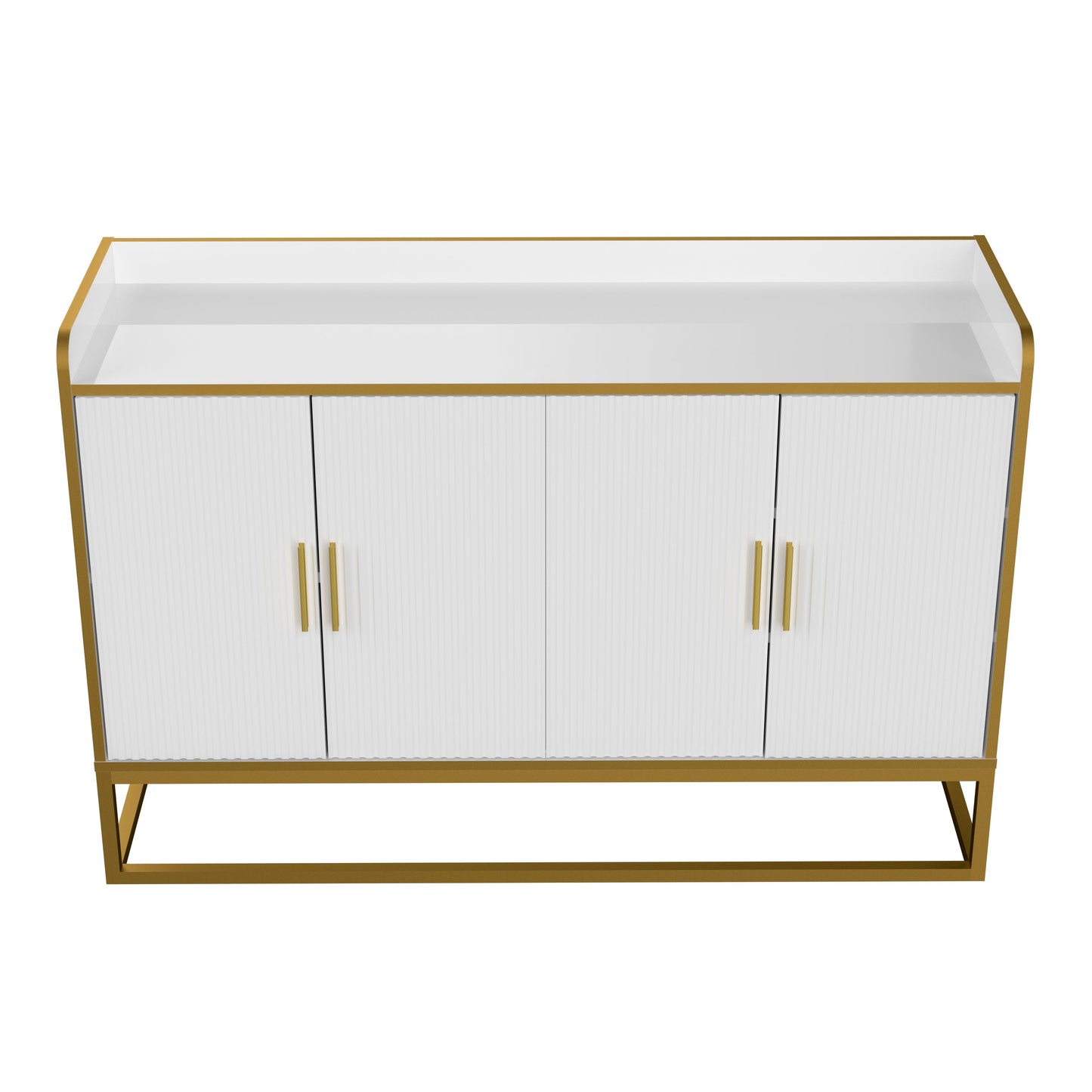 Modern Kitchen Buffet Storage Cabinet Cupboard White Gloss With Metal Legs for Living Room Kitchen