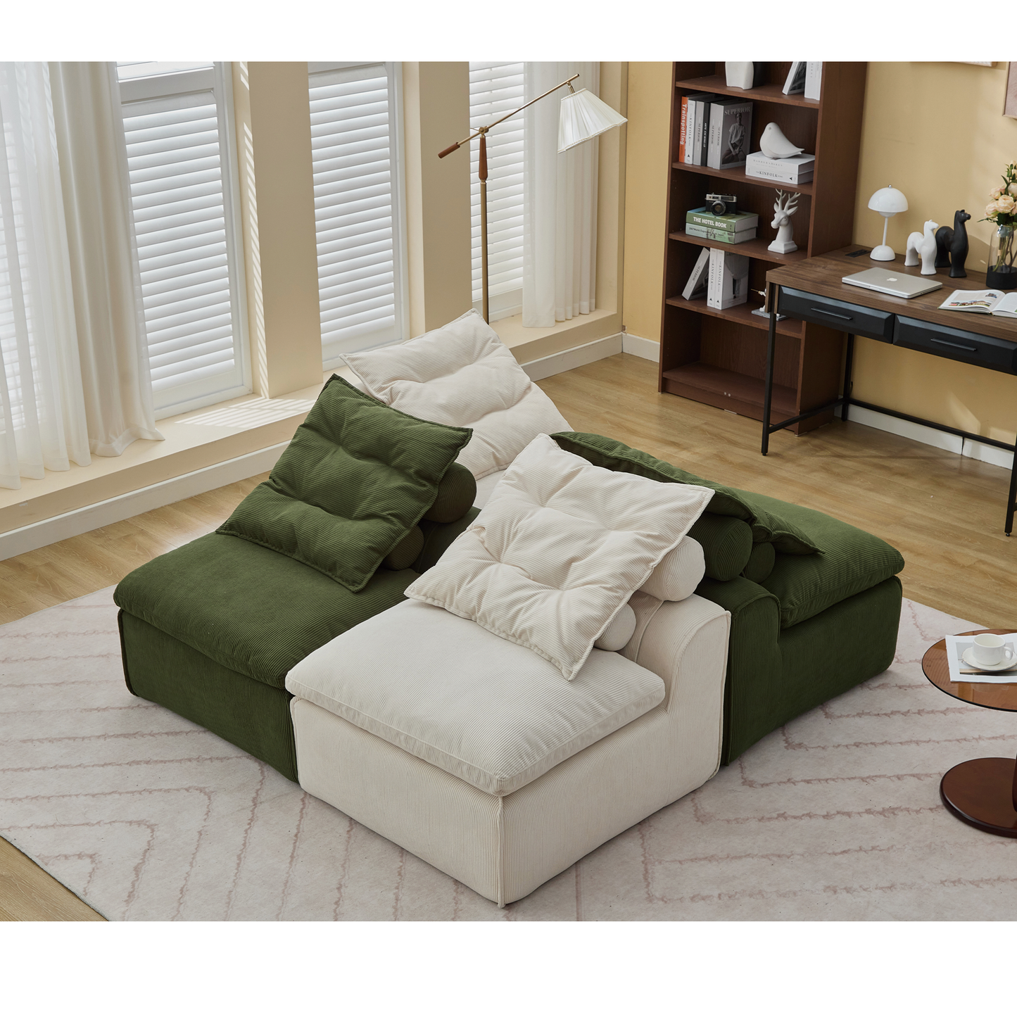 Modular Sofa,No Armrests,At Will DIY,Corduroy ,Neck Pillow-Back Lounge Sofa Chair,Reading Nook, or Apartment Living