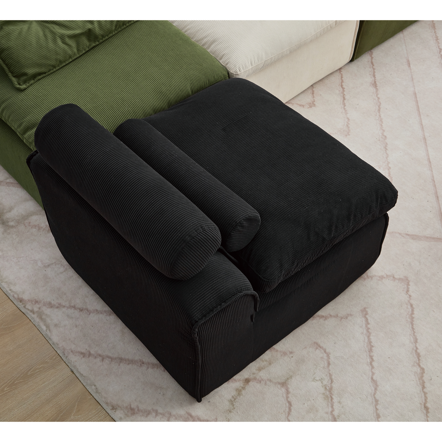 Modular Sofa,No Armrests,At Will DIY,Corduroy ,Neck Pillow-Back Lounge Sofa Chair,Reading Nook, or Apartment Living