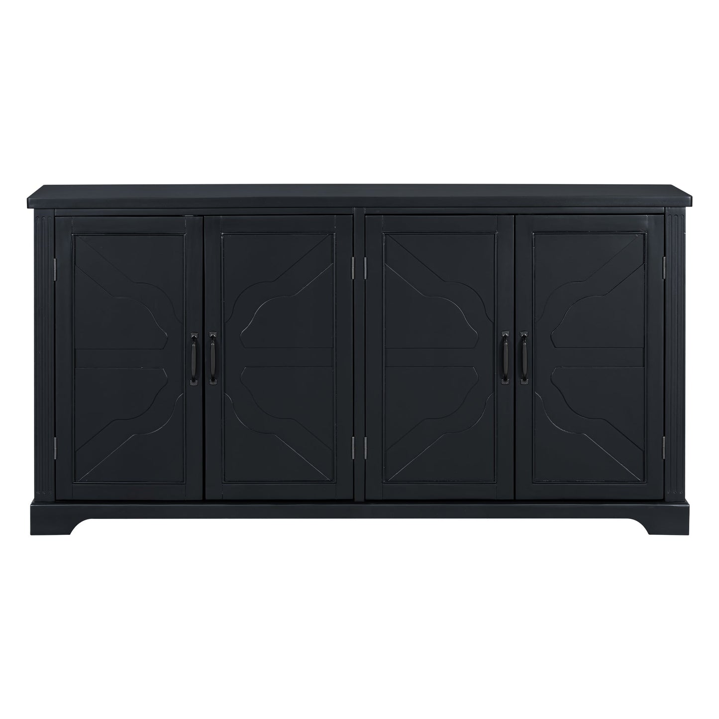 U_STYLE American Country Style Wooden Sideboard With Pine Doors and Legs, 4 Metal Handles, for Hallway Entryway Living R