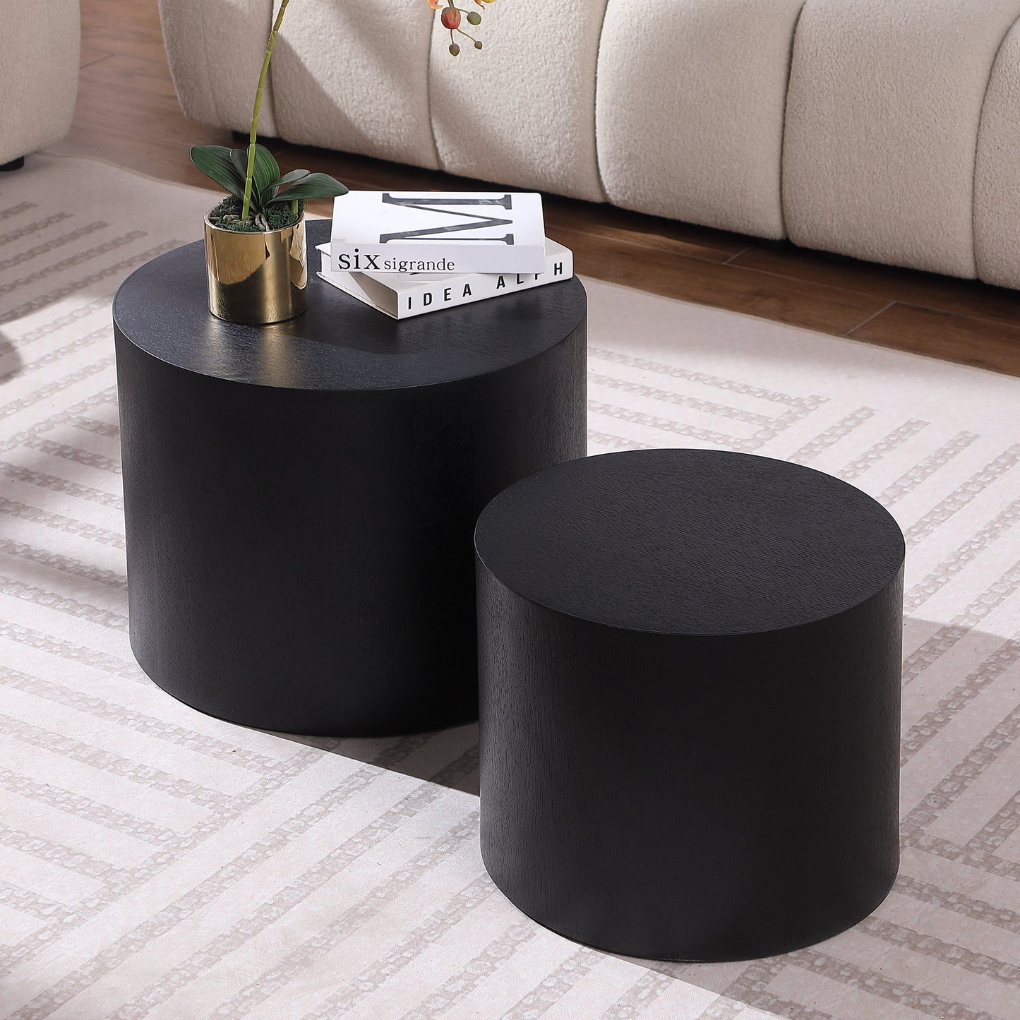 MDF With Ash/Oak/Walnut Veneer Side Table/Coffee Table/End Table/Nesting Table Set of 2 for Living Room,office,bedroom