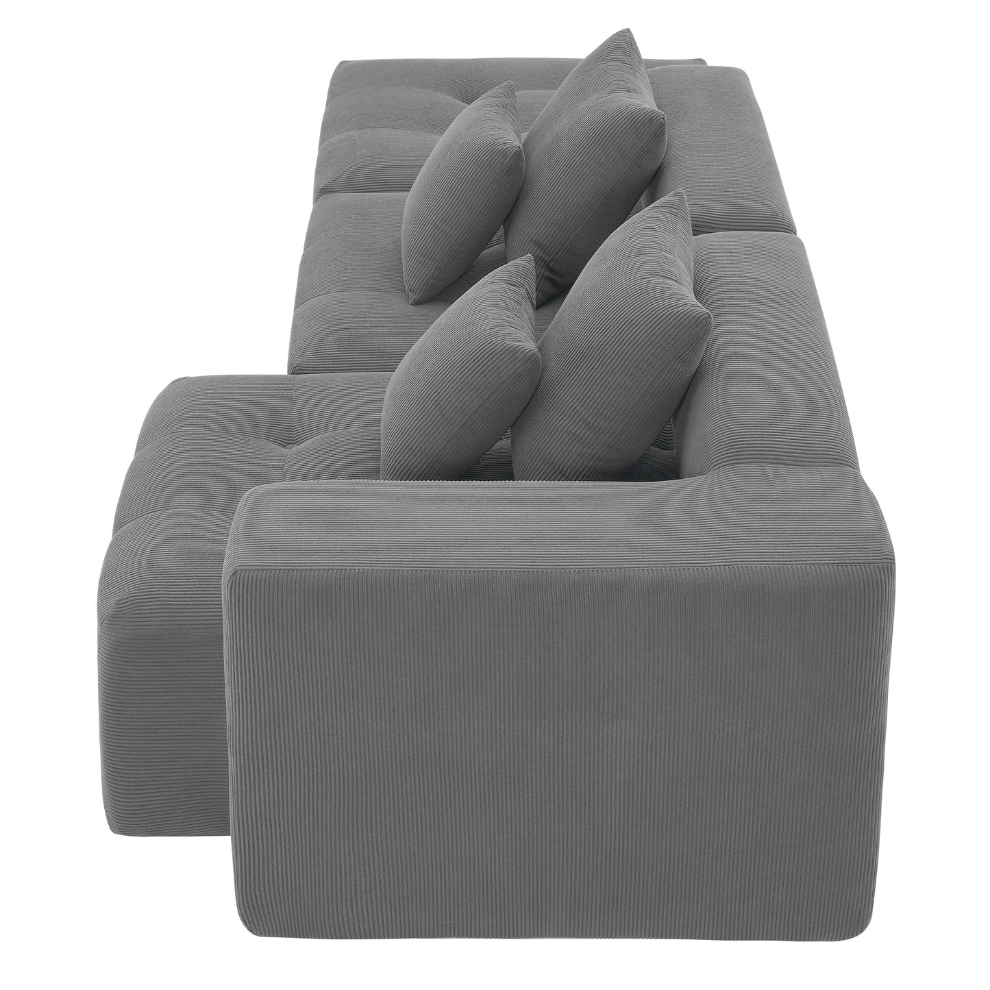 105.5''L Shaped Modular Sectional Sofa,Minimalist Corduroy Floor Couch Set,Convertible Foam-Filled Cloud Compressed Couch