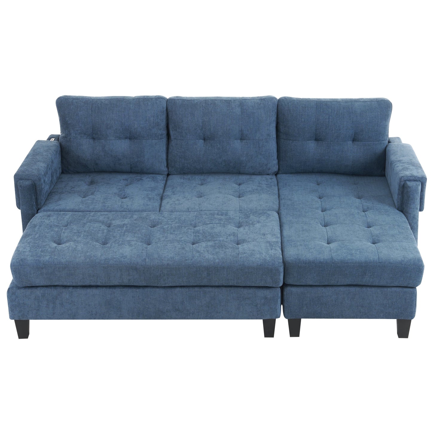 83.4" L-Shaped Sofa Sectional Couch Sofa Bed With Two USB Ports, a Movable Ottoman and a Reversible Chaise Lounge