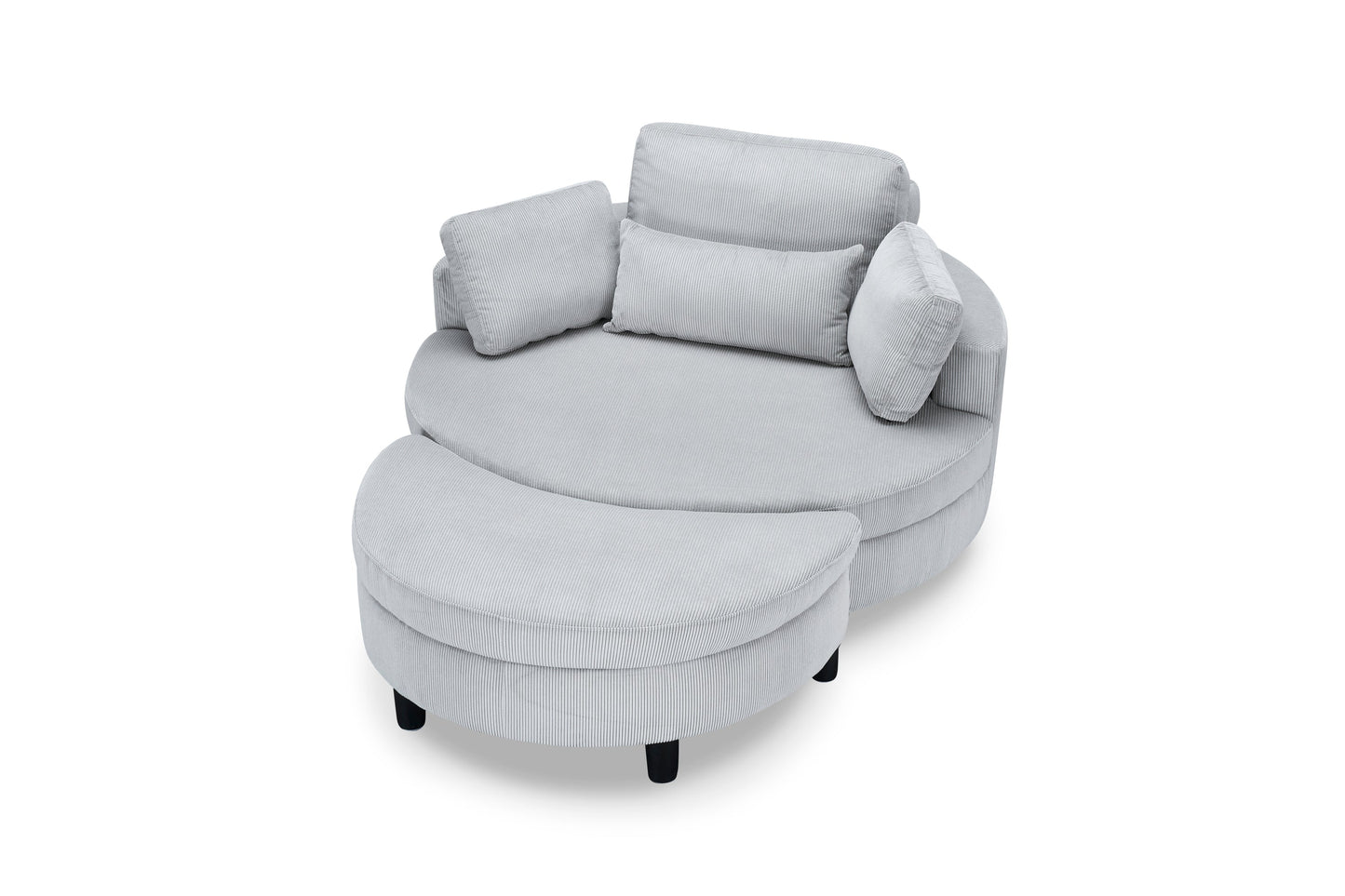 51-Inch Gray Corduroy Sofa With Two Throw Pillows and a Waist Pillow With an Extra Tray for Comfortable Seating