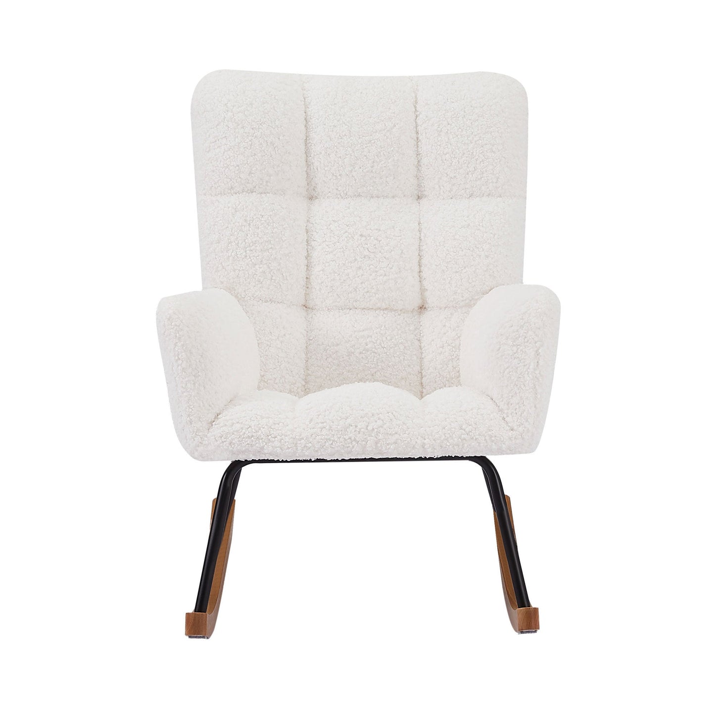 Comfy Upholstered Lounge Chair Rocking Chair With High Backrest, for Nursing Baby, Reading, Napping OFF WHITE